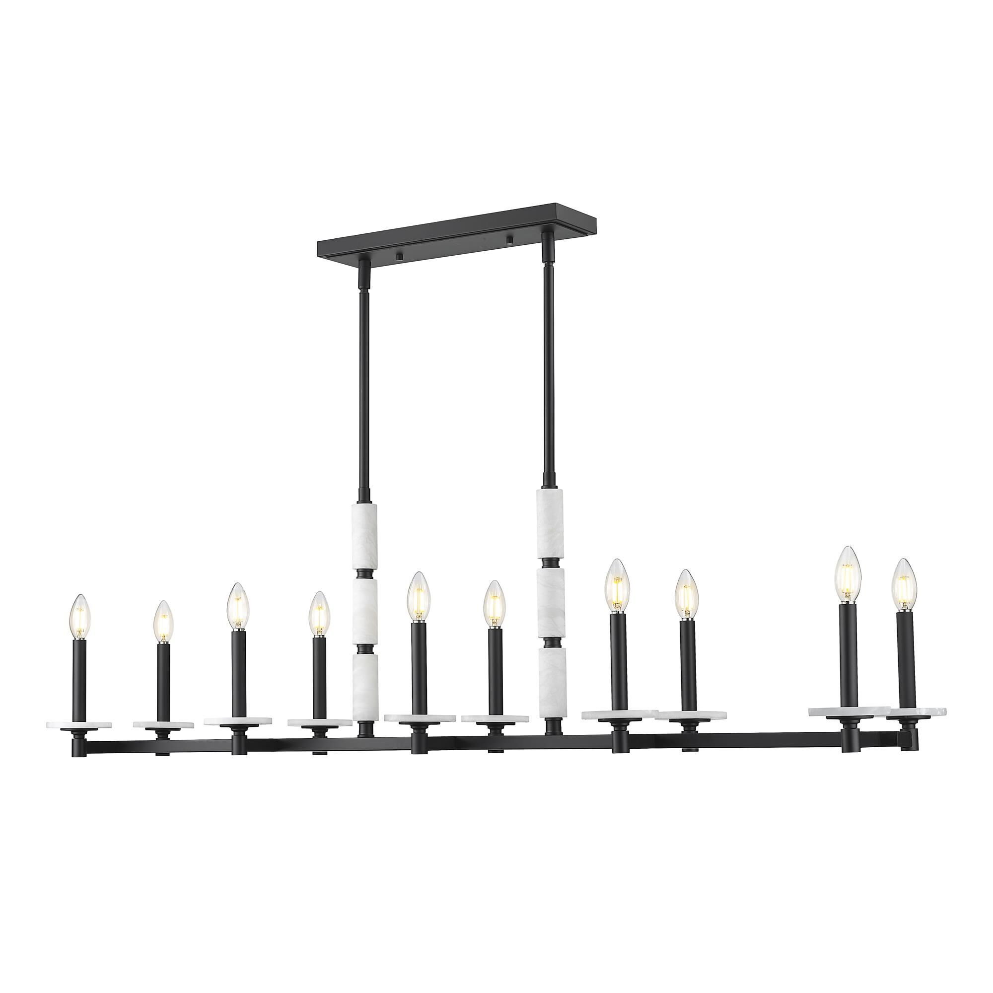 Shown in Matte Black finish and Alabaster glass and Alabaster shade