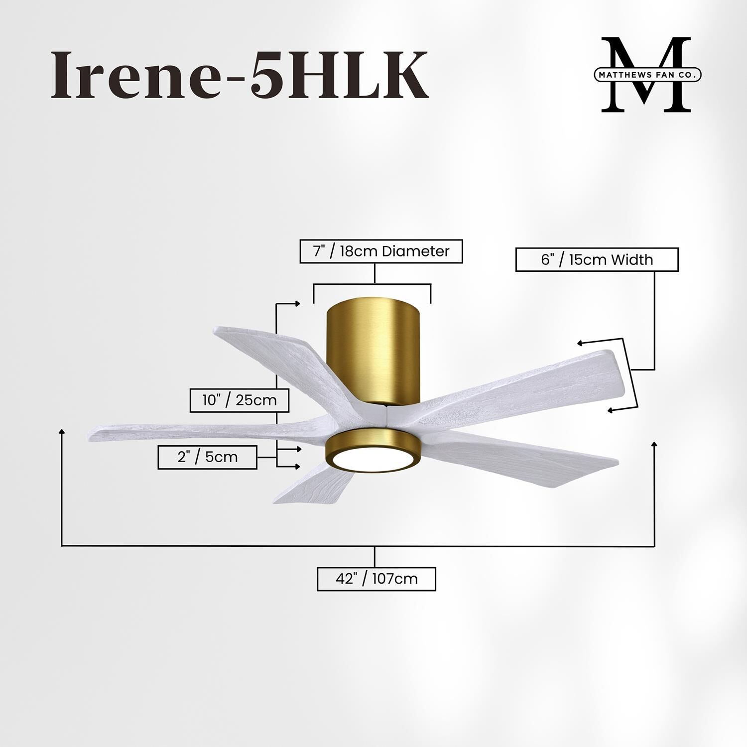 Irene 42 Inch Flush Mount Fan with Light Kit by Matthews Fan Company