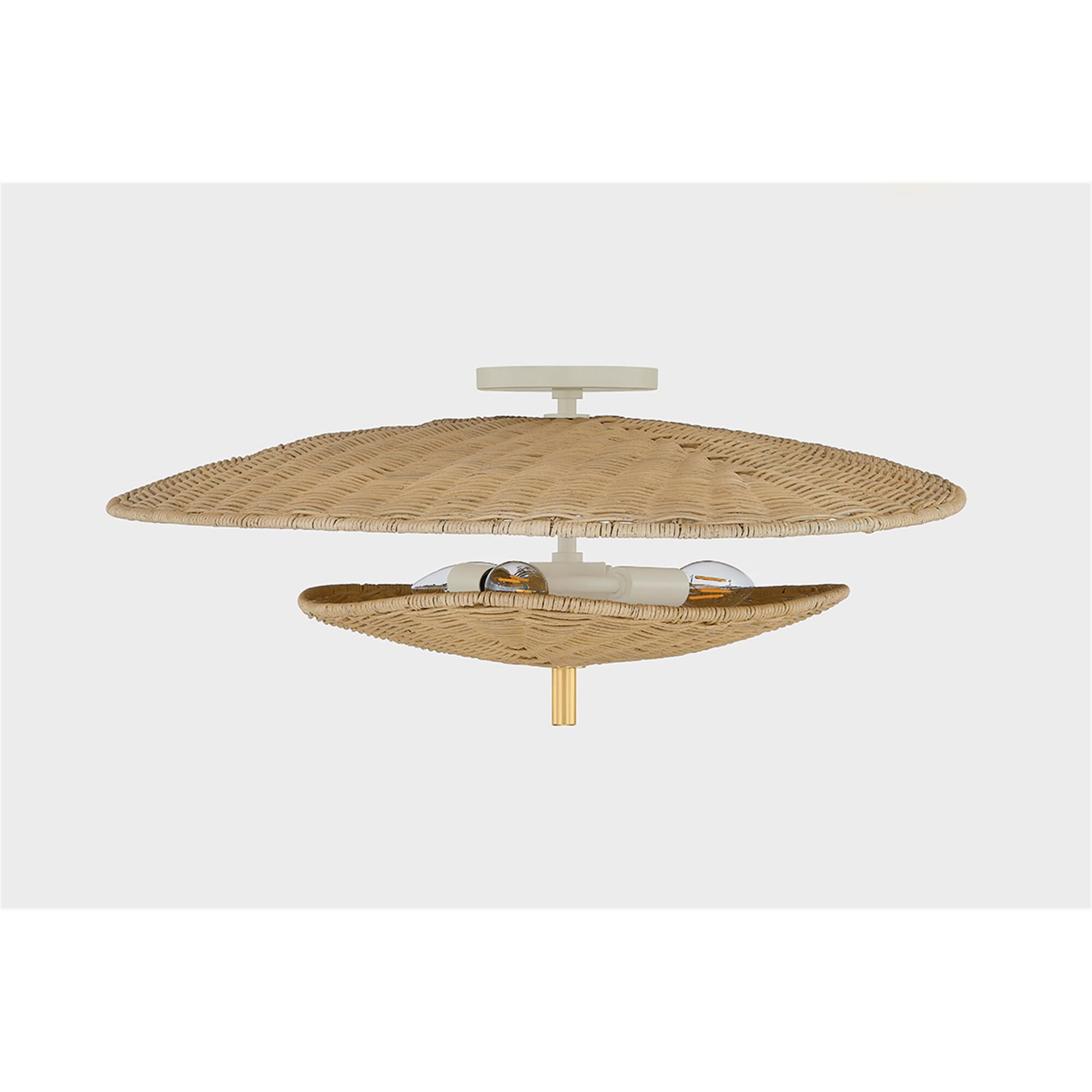 Megan Molten Marigold 24 Inch 3 Light Semi Flush Mount,