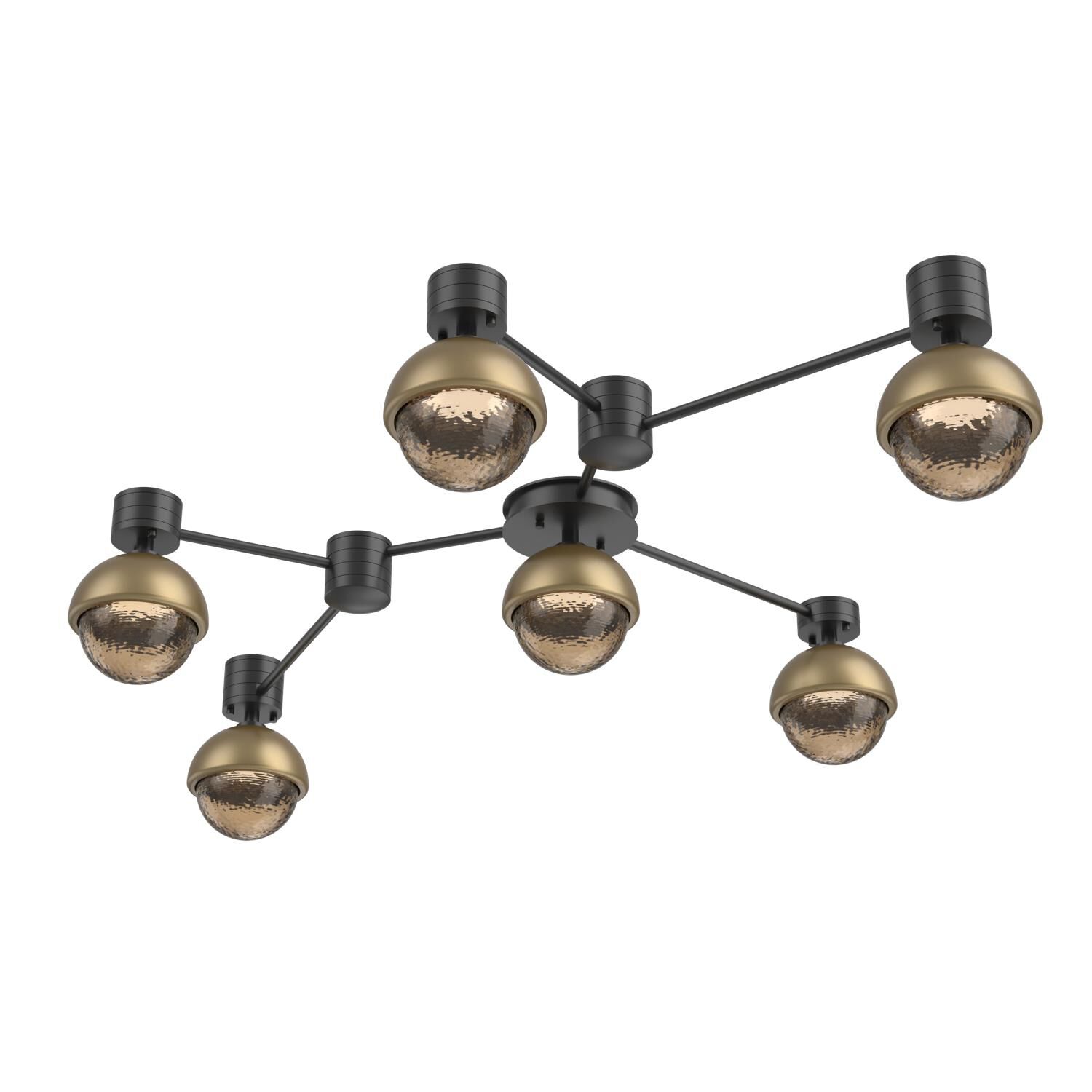 Shown in Matte Black finish and Bronze glass and Gilded Brass accent