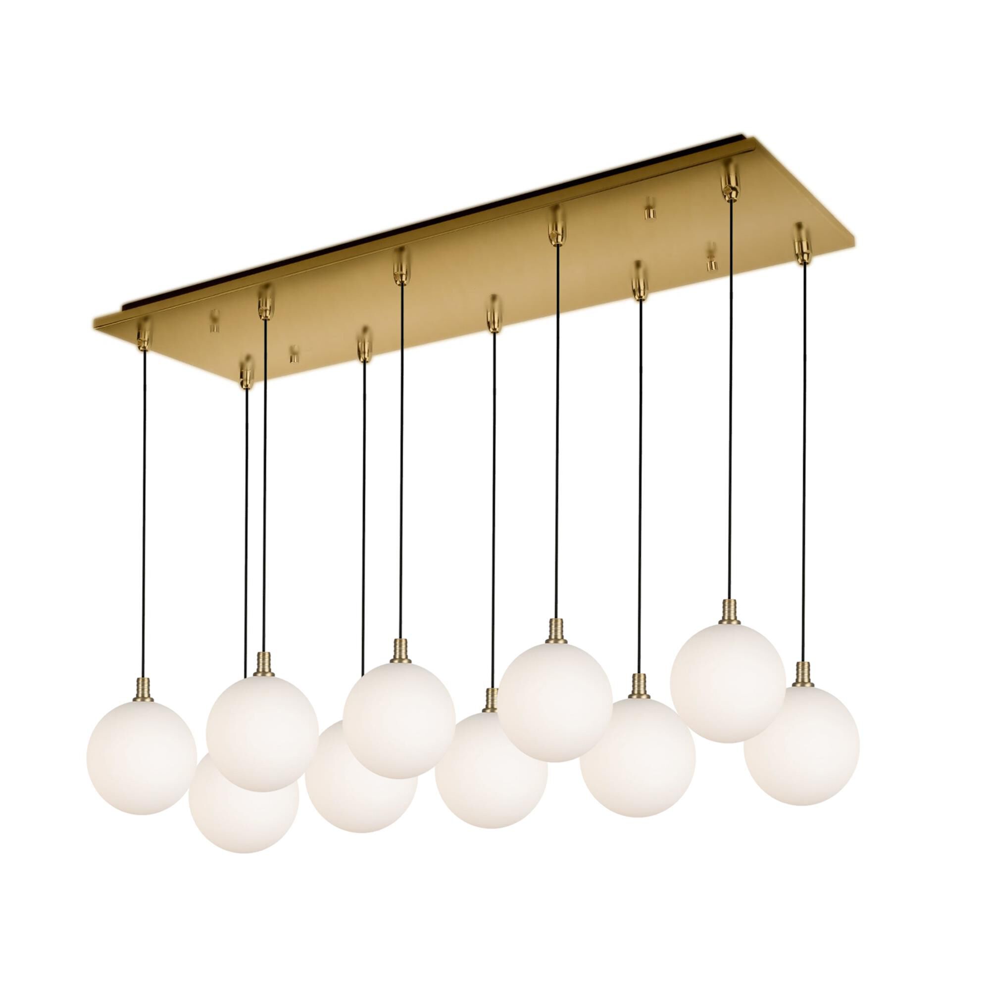 Shown in Brushed Gold finish and Opal glass