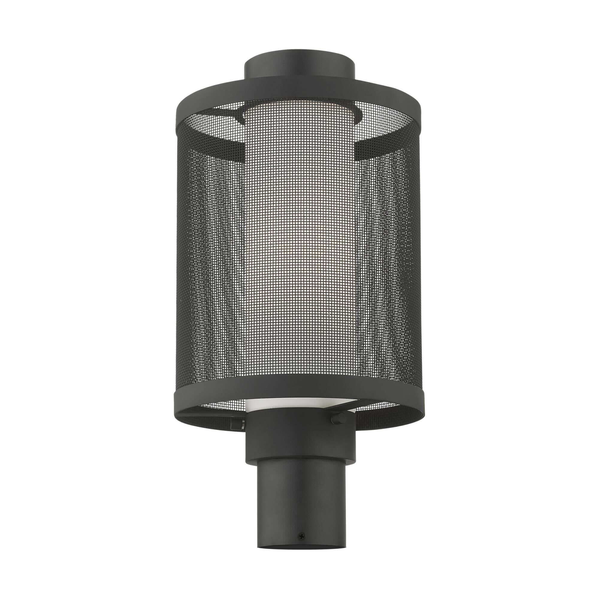 Shown in Textured Black finish and Textured Black Stainless Steel Mesh With Satin Opal White glass and Textured Black Stainless Steel Mesh With Satin Opal White Glass shade