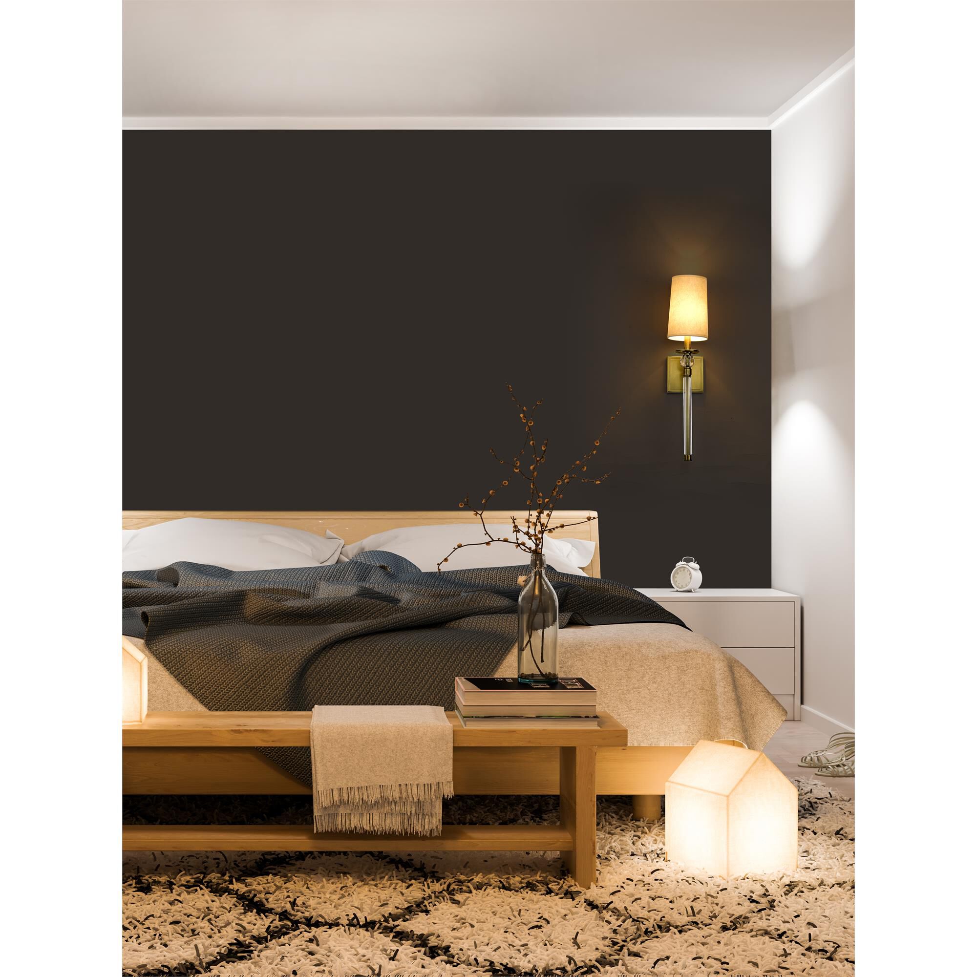 Shown in Rubbed Brass finish and Parchment Paper glass and Parchment Paper shade