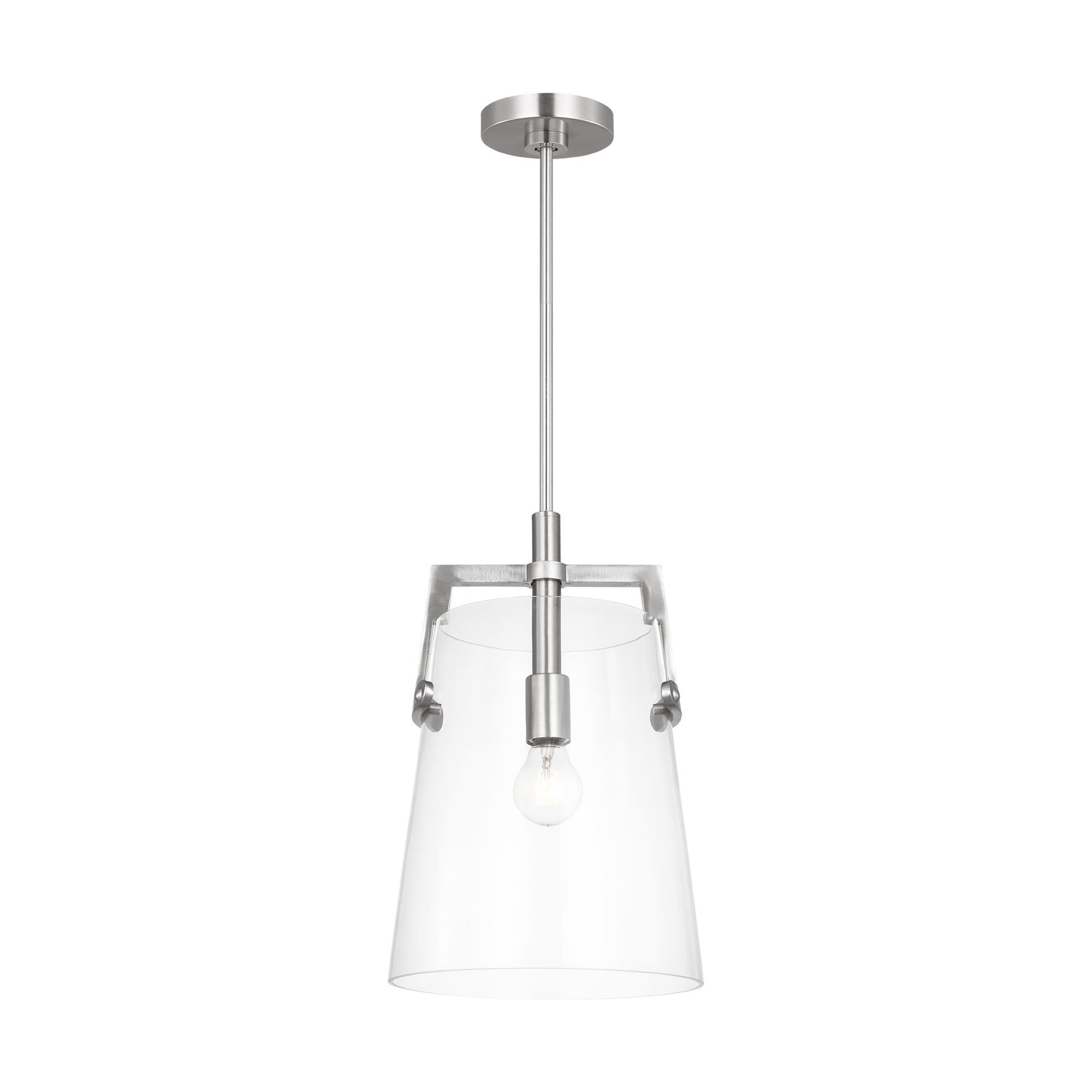 Shown in Brushed Nickel finish and Clear glass