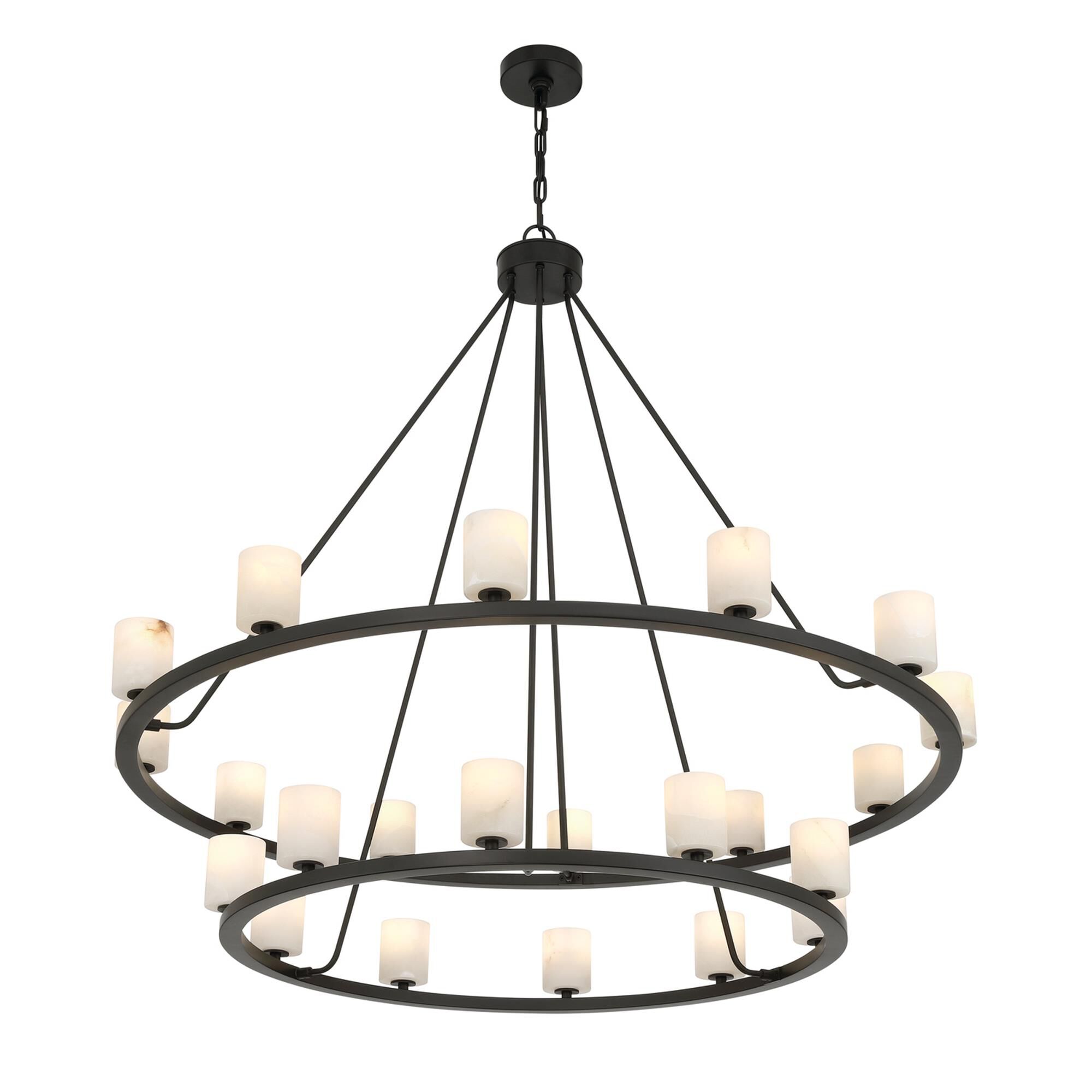 Shown in Matte Black finish and Alabaster crystal and Stone glass and Stone shade