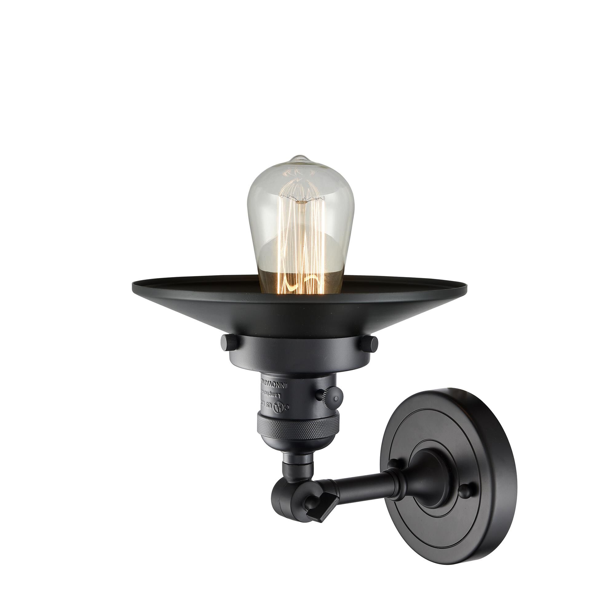 Shown in Matte Black finish and Matte Black glass and Matte Black shade and Switch on Socket accent