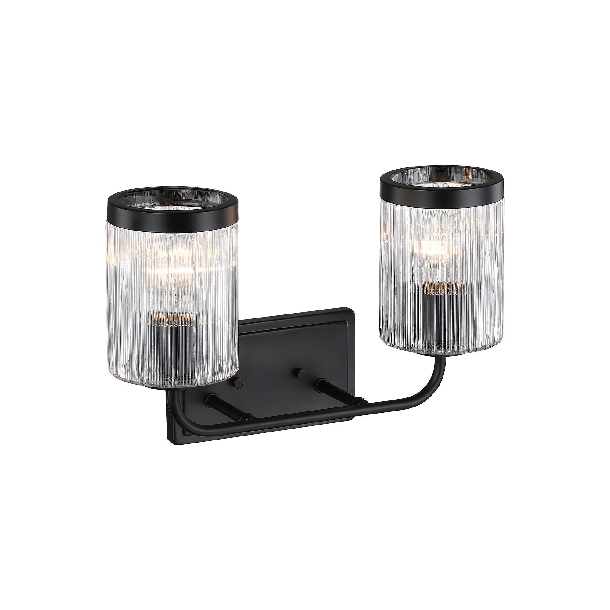 Shown in Matte Black finish and Clear Ribbed glass