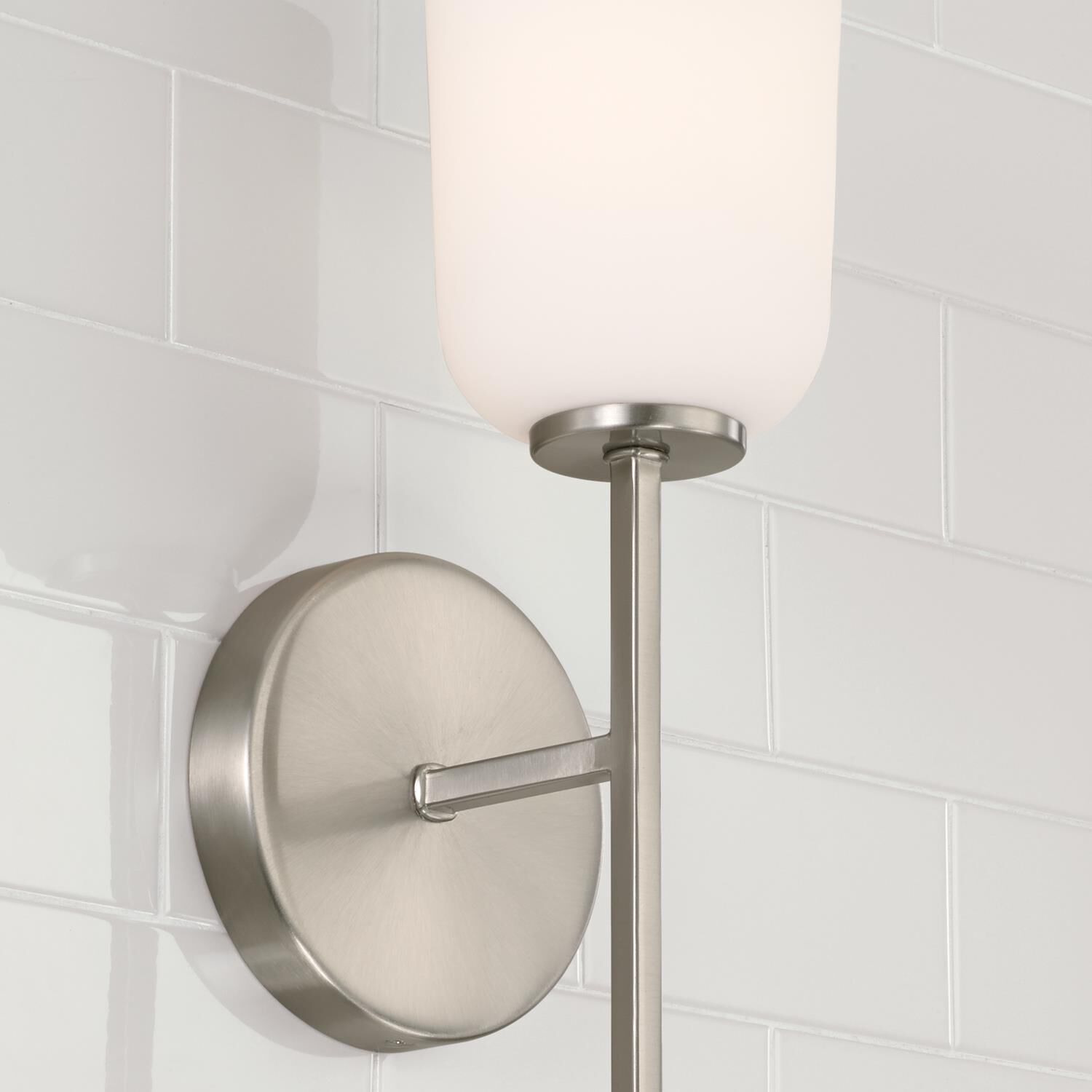 Shown in Brushed and Satin Nickel finish and Soft White glass