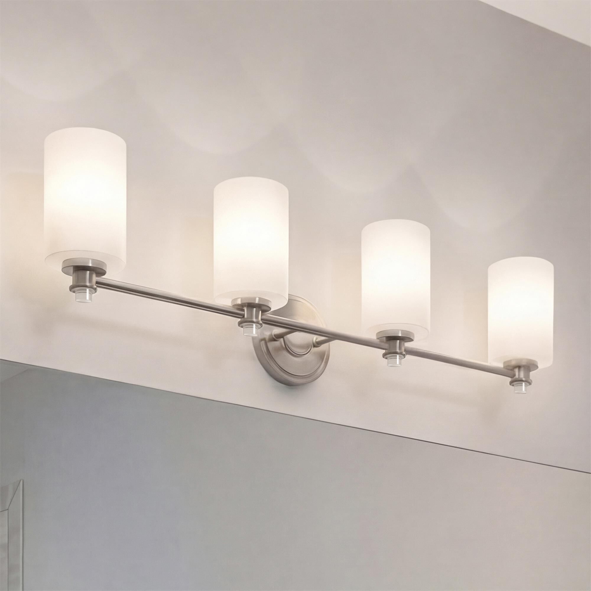 Shown in Brushed Nickel finish and Satin Etched Cased Opal glass