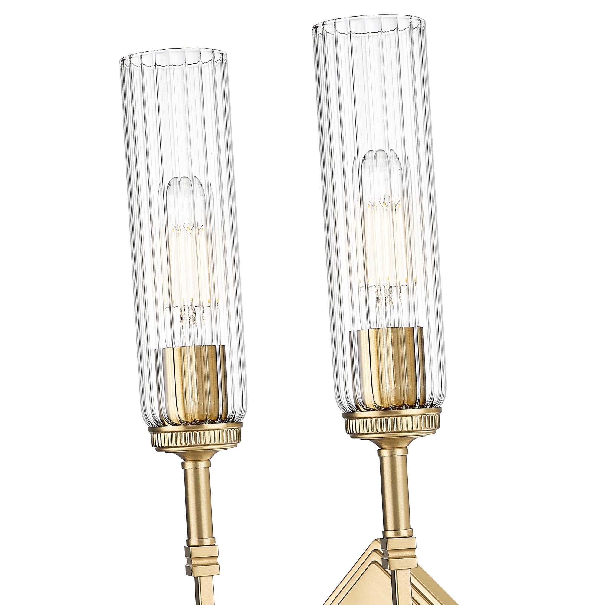 Shown in Modern Gold finish and Clear glass