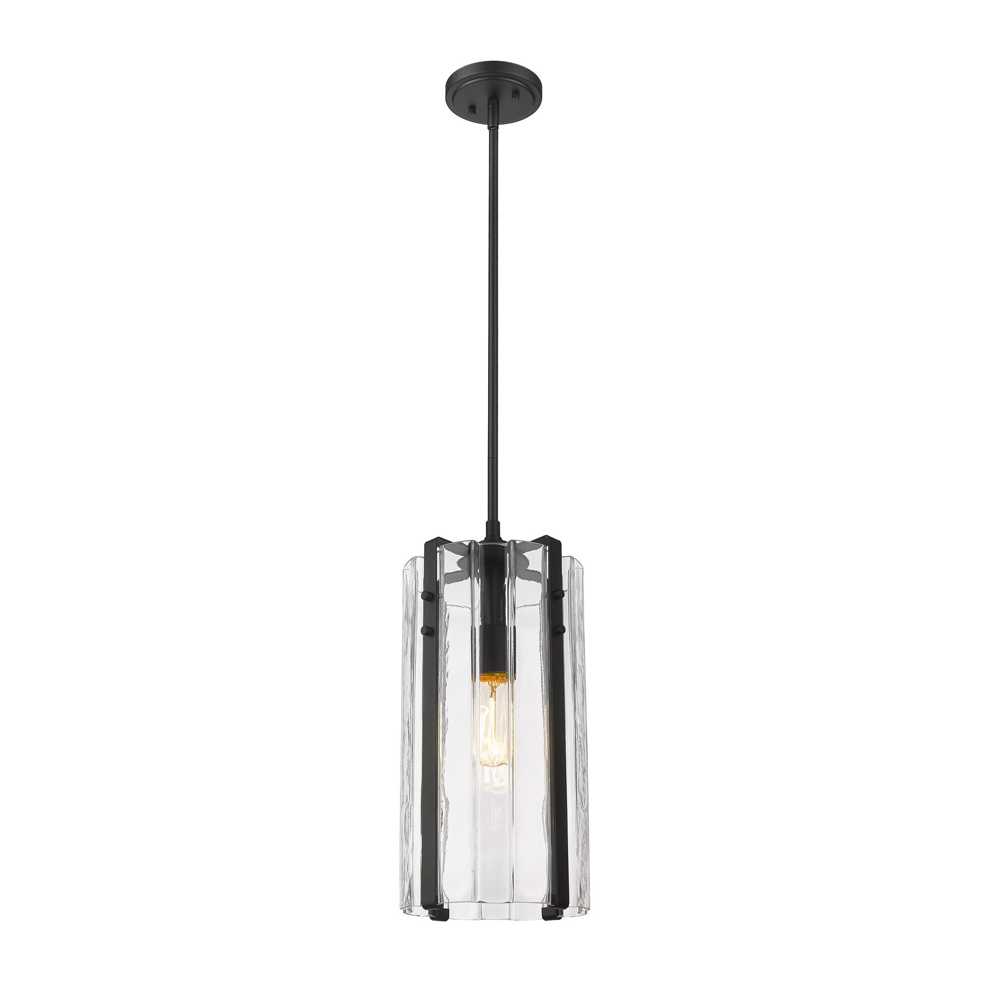 Shown in Matte Black finish and Clear glass and Clear shade