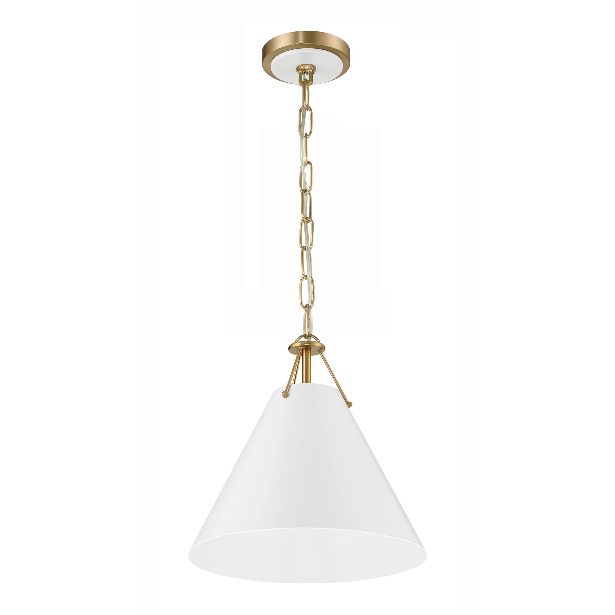 Shown in Vibrant Gold finish and Steel glass and White shade