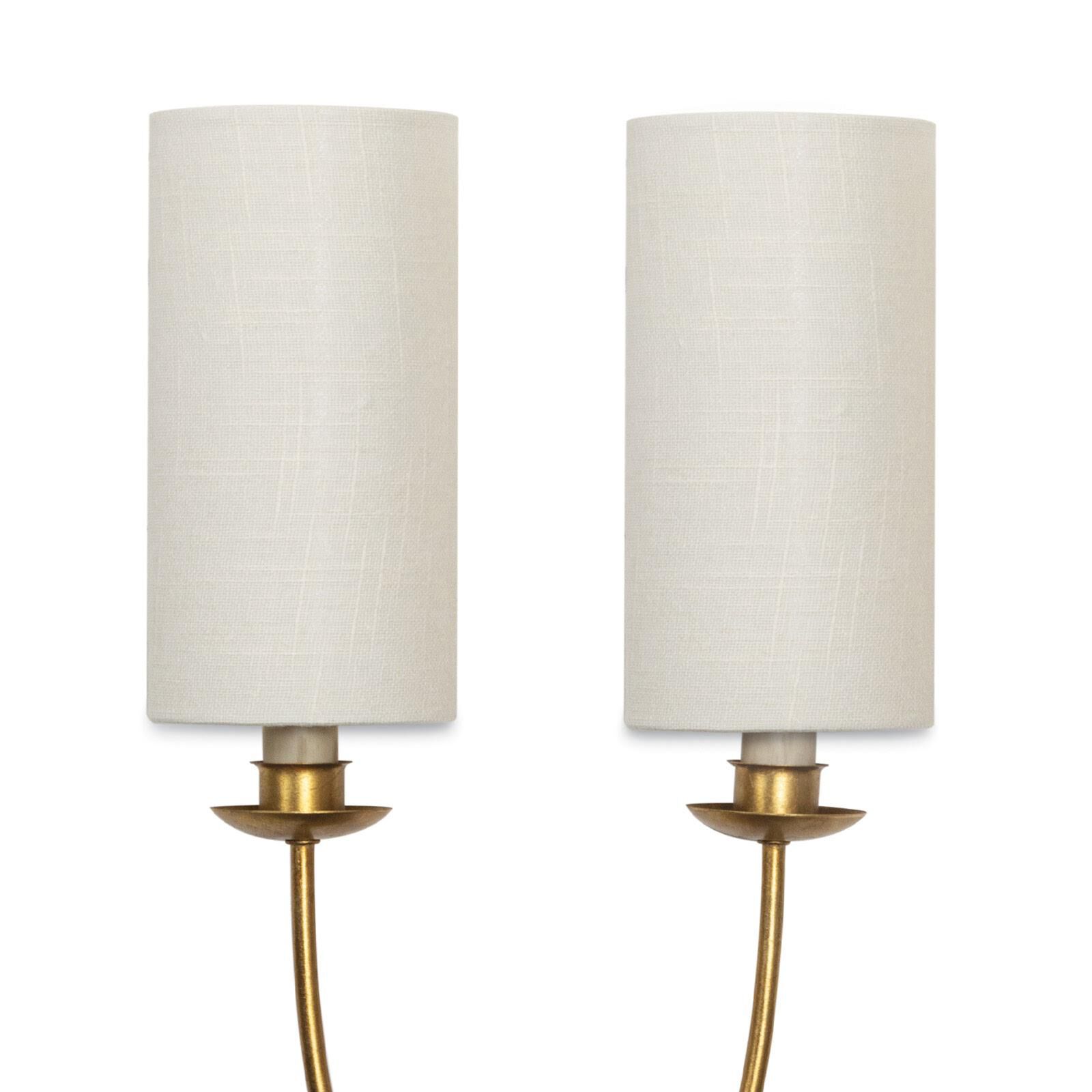 Shown in Antique Gold finish and Linen shade