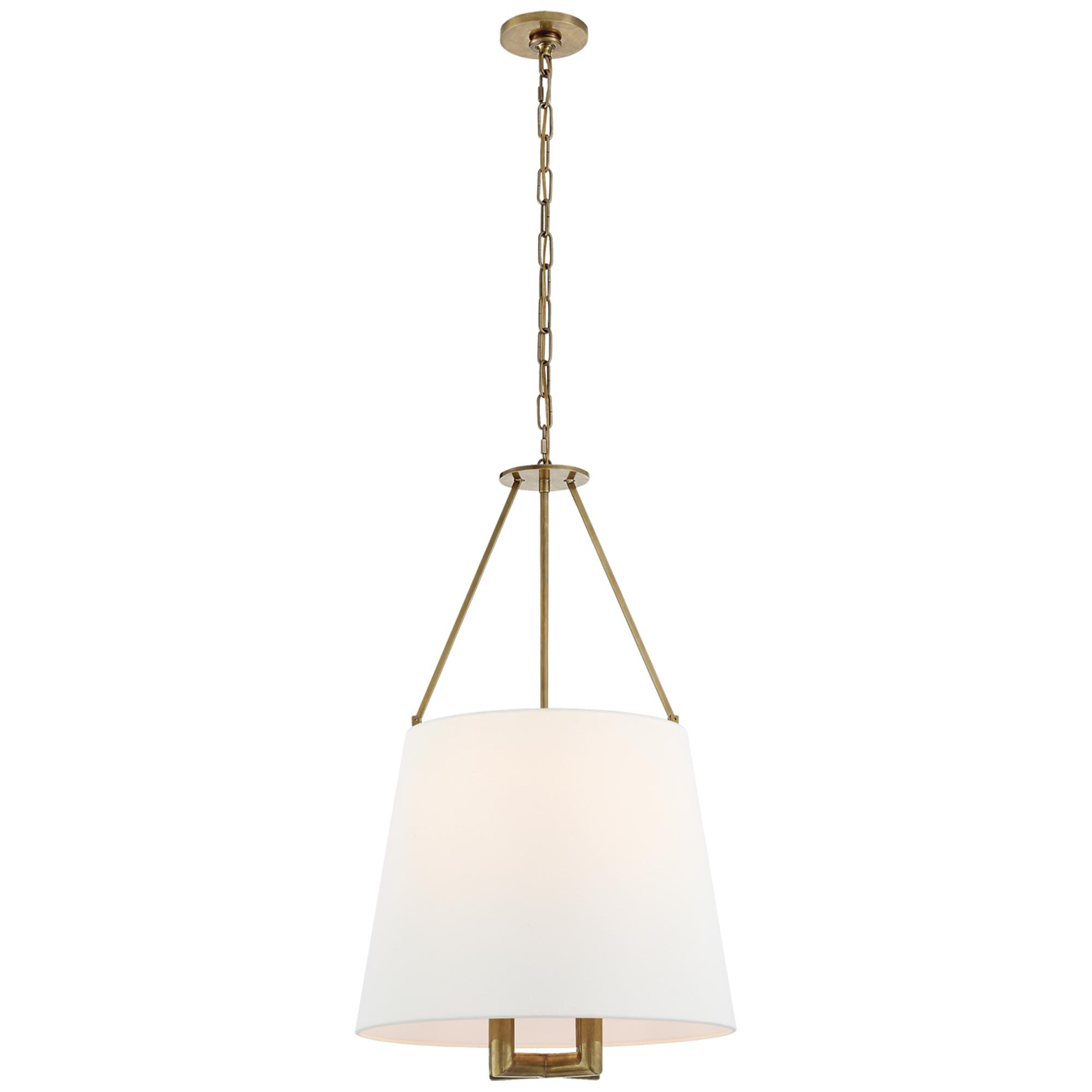 Shown in Hand-Rubbed Antique Brass finish and Linen shade