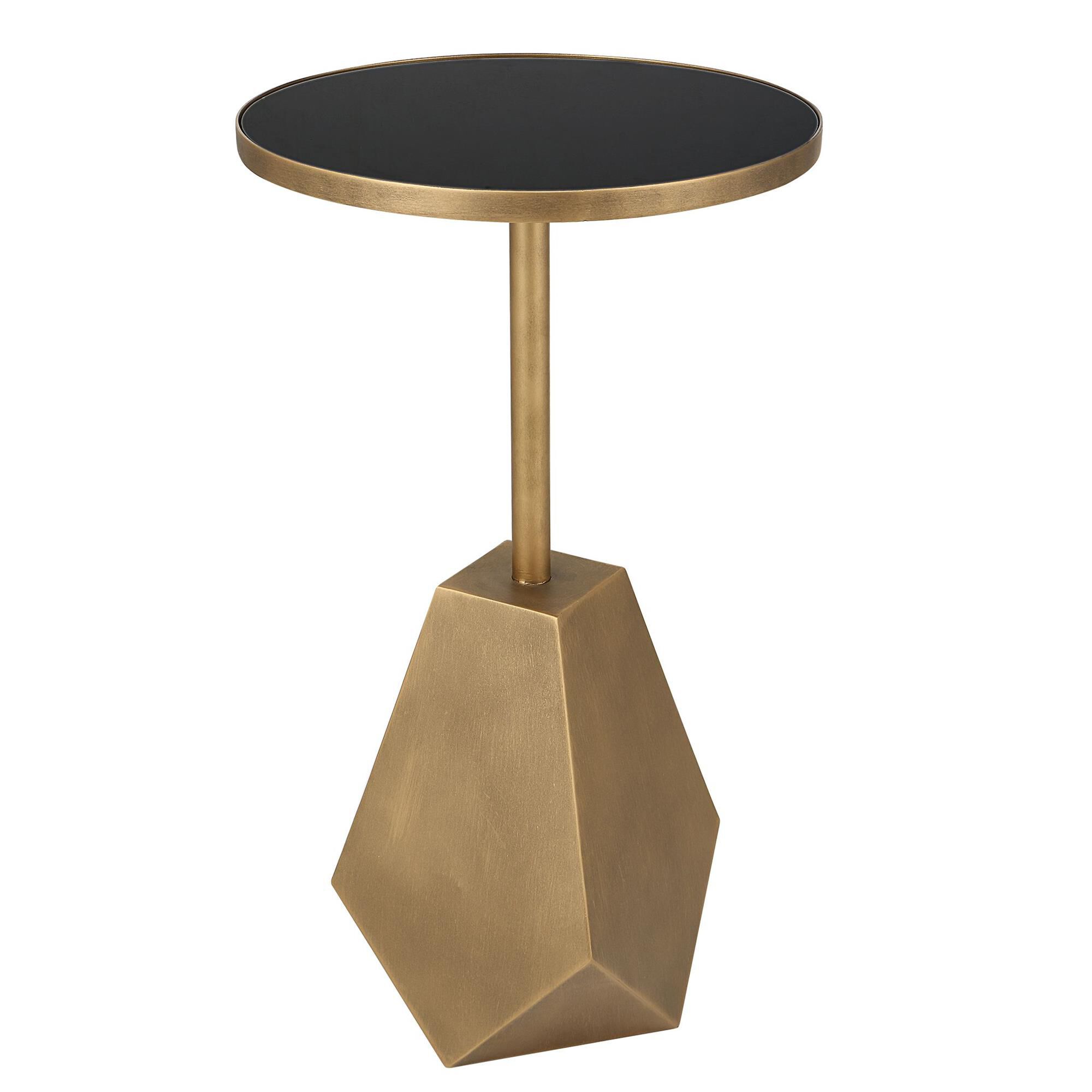 Shown in A Whimsical Geometric Accent, This Table Features A Multi-Faceted Iron Base Finished In Antique Bron finish