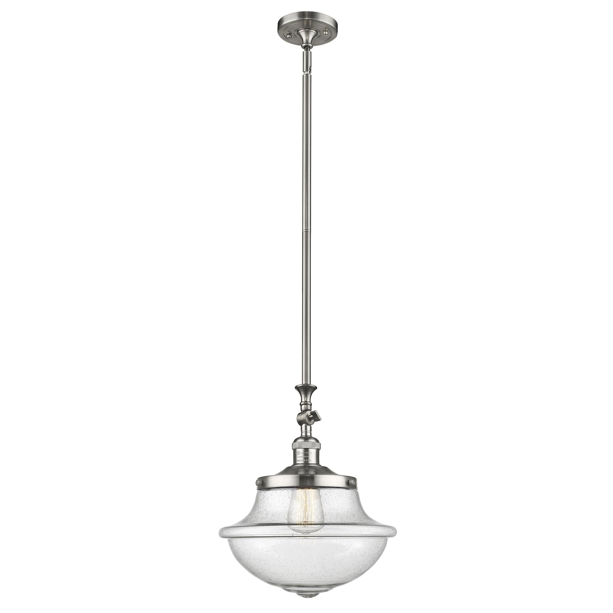 Shown in Brushed Satin Nickel finish and Seedy glass