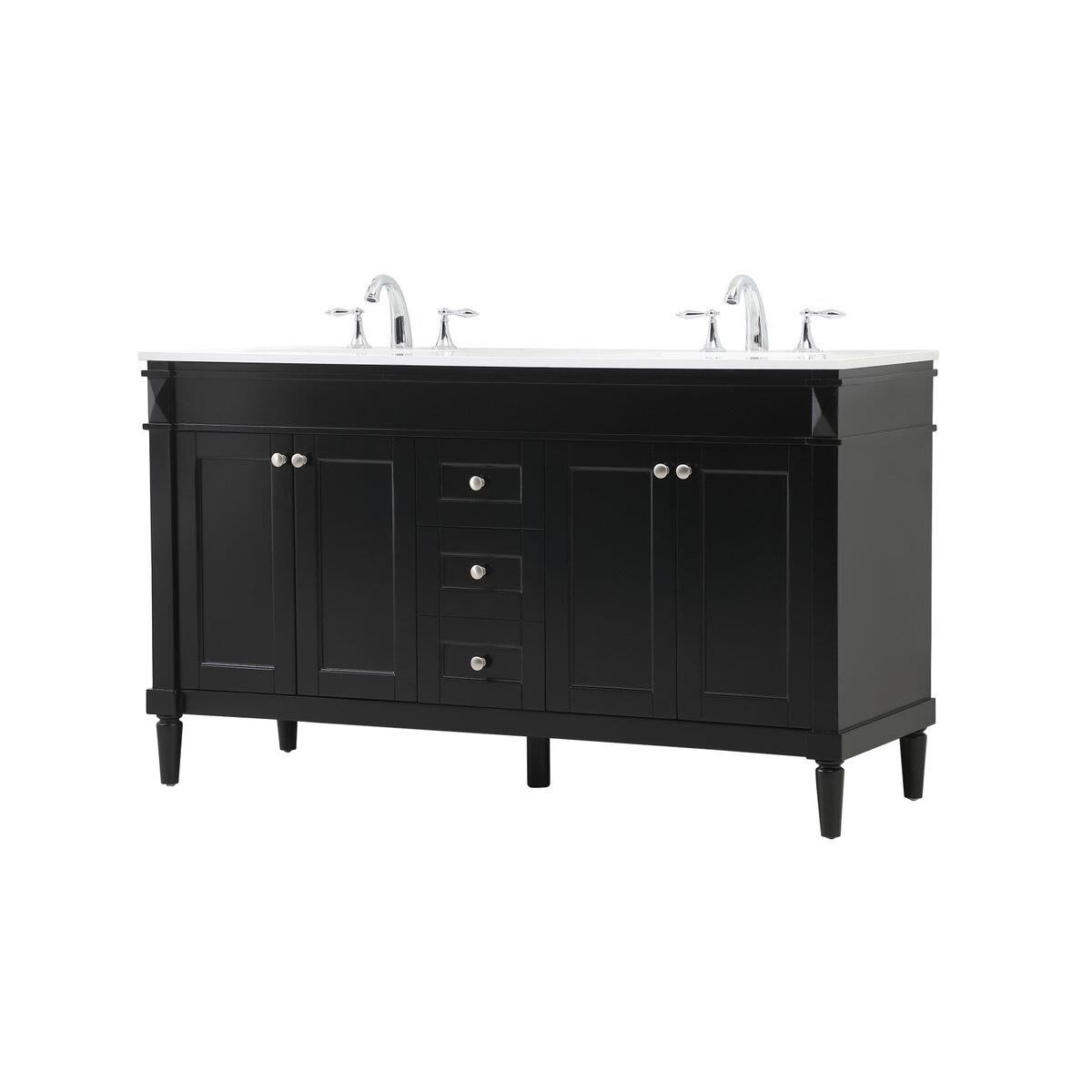 Shown in Black finish and Double Bathroom Vanity accent