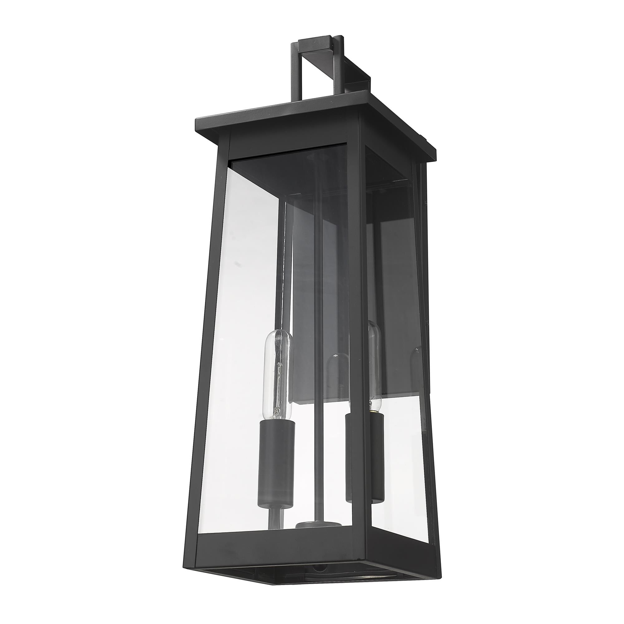 Shown in Matte Black finish and Clear glass and Clear Glass Panels shade