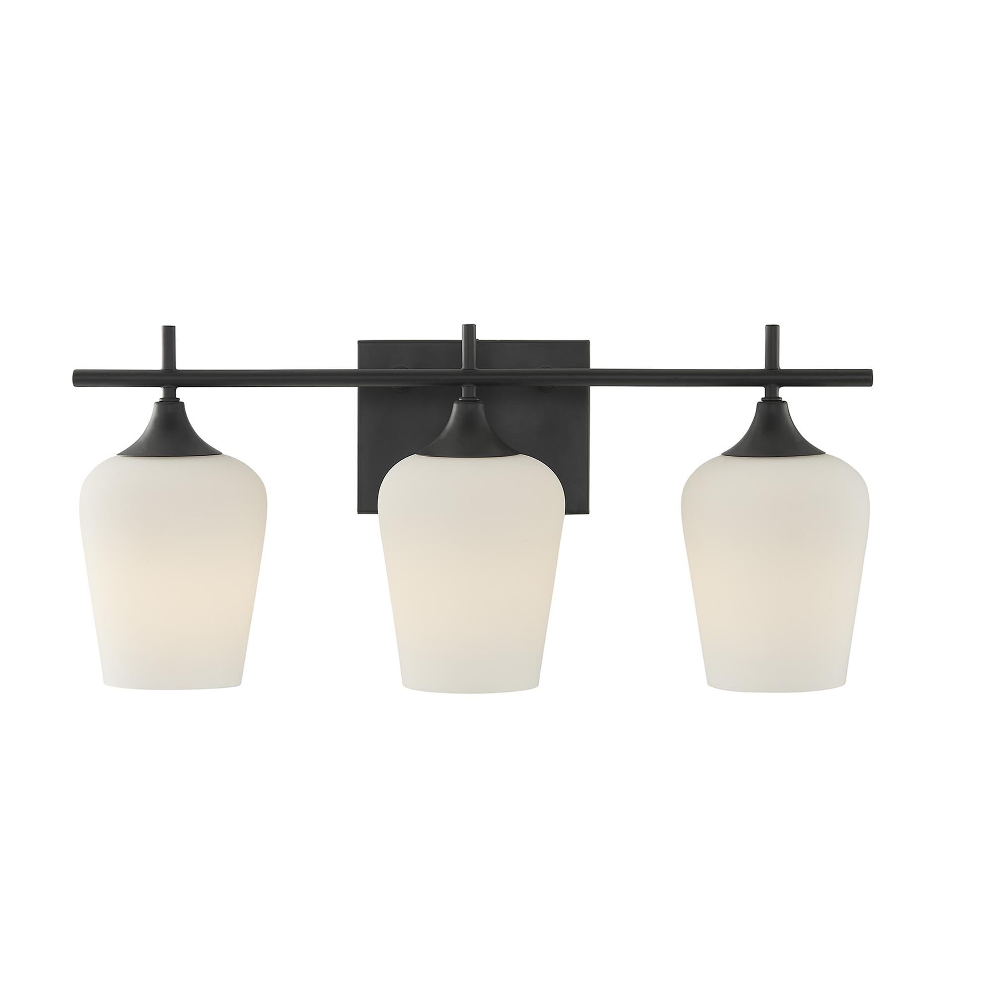 Shown in Matte Black finish and White Opal glass