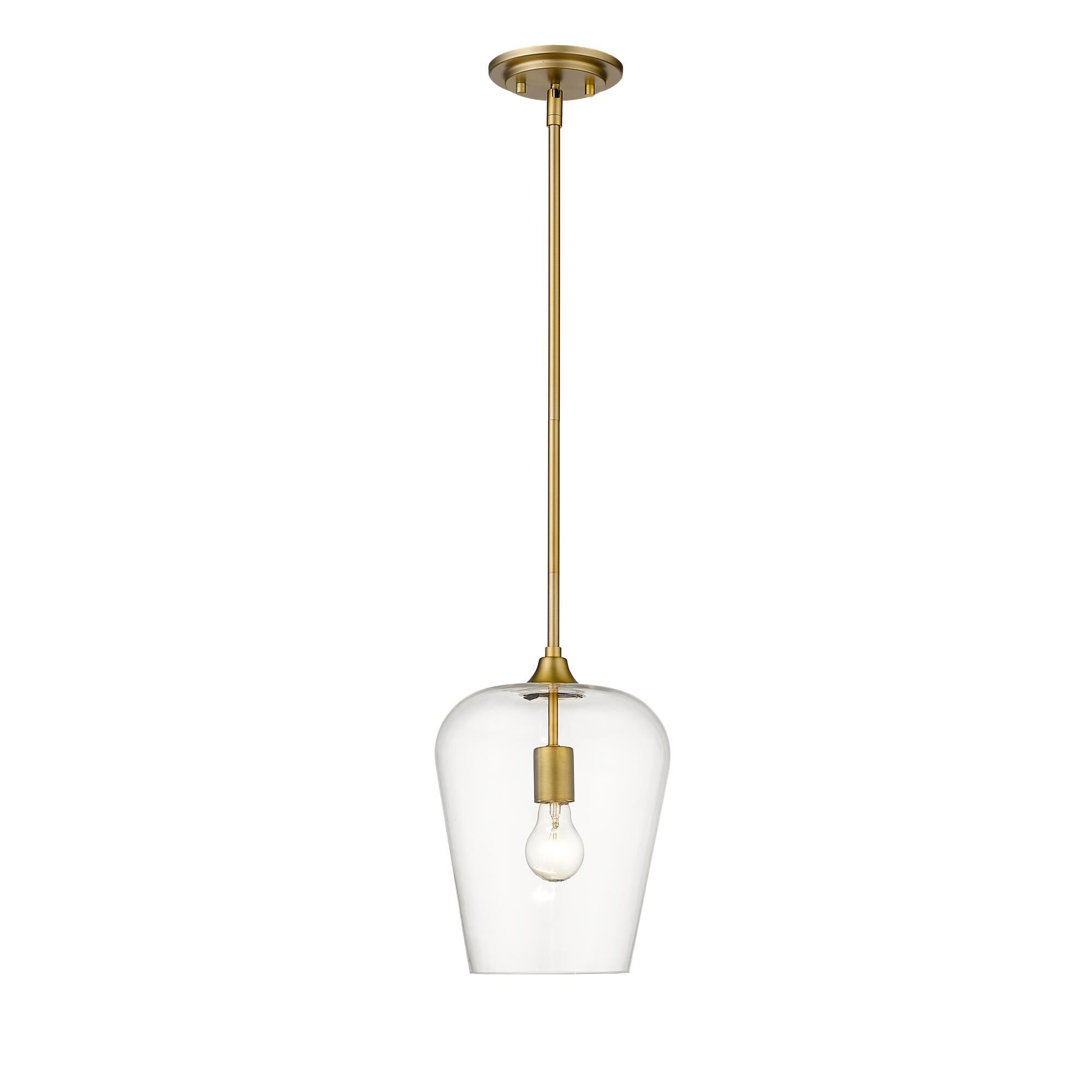 Shown in Olde Brass finish and Glass shade