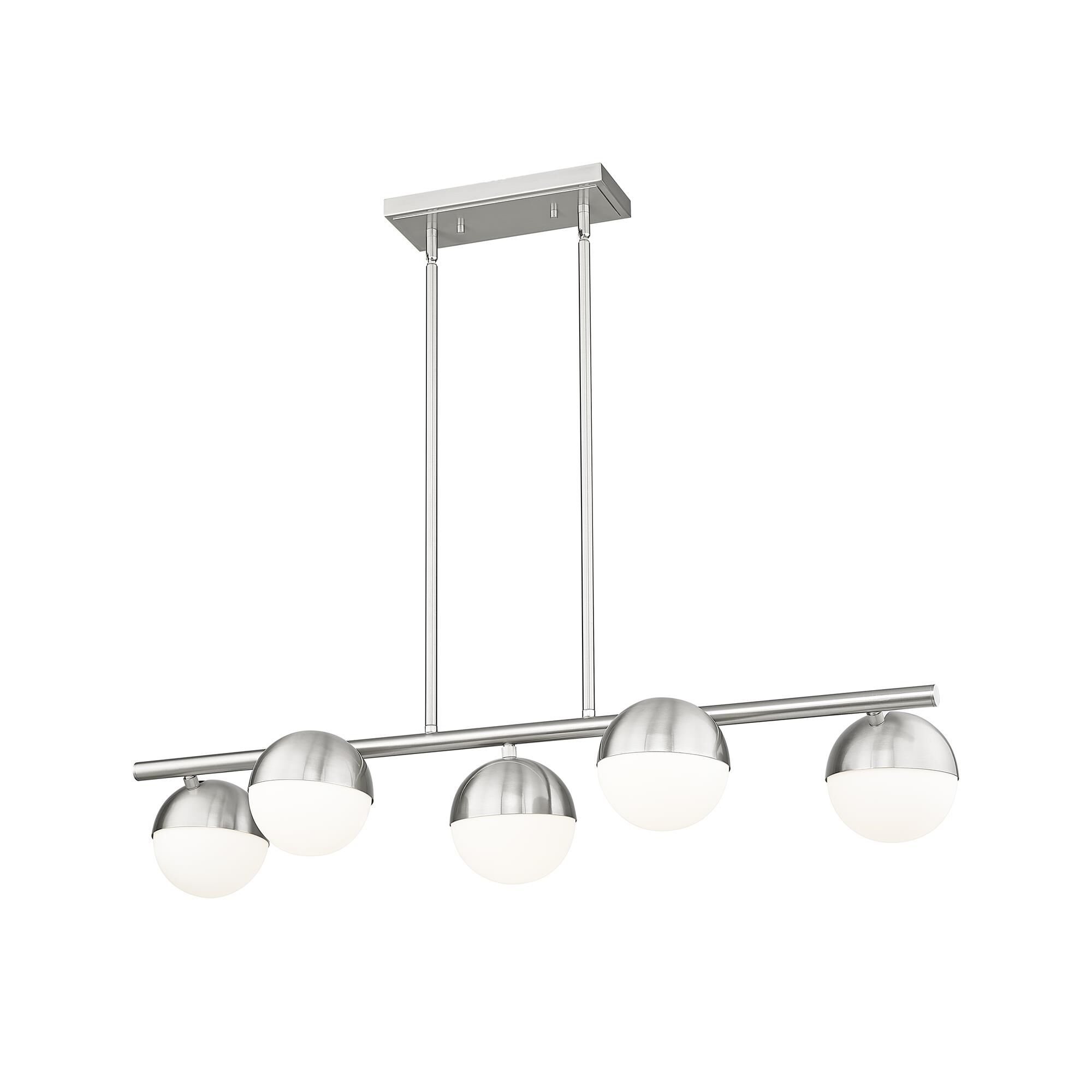 Shown in Brushed Nickel finish and Matte Opal glass and Matte Opal shade