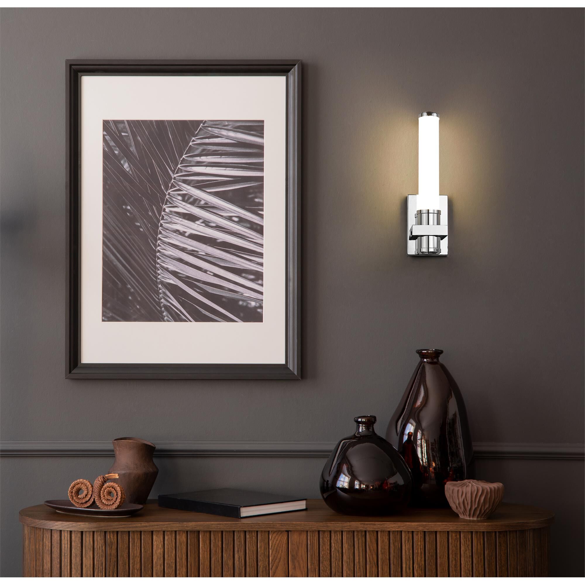 Shown in Chrome finish and Opal White glass and Opal White shade