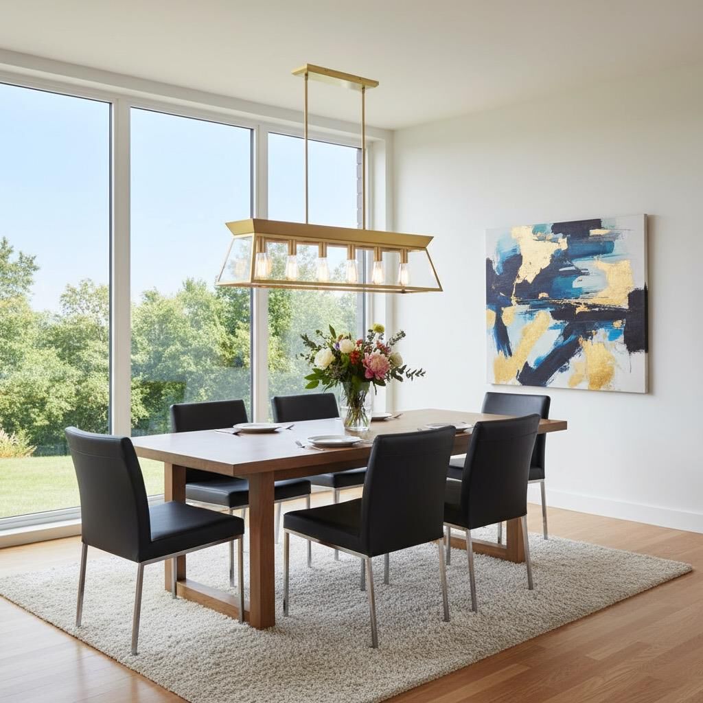 Shown in Brushed Brass finish and Clear glass