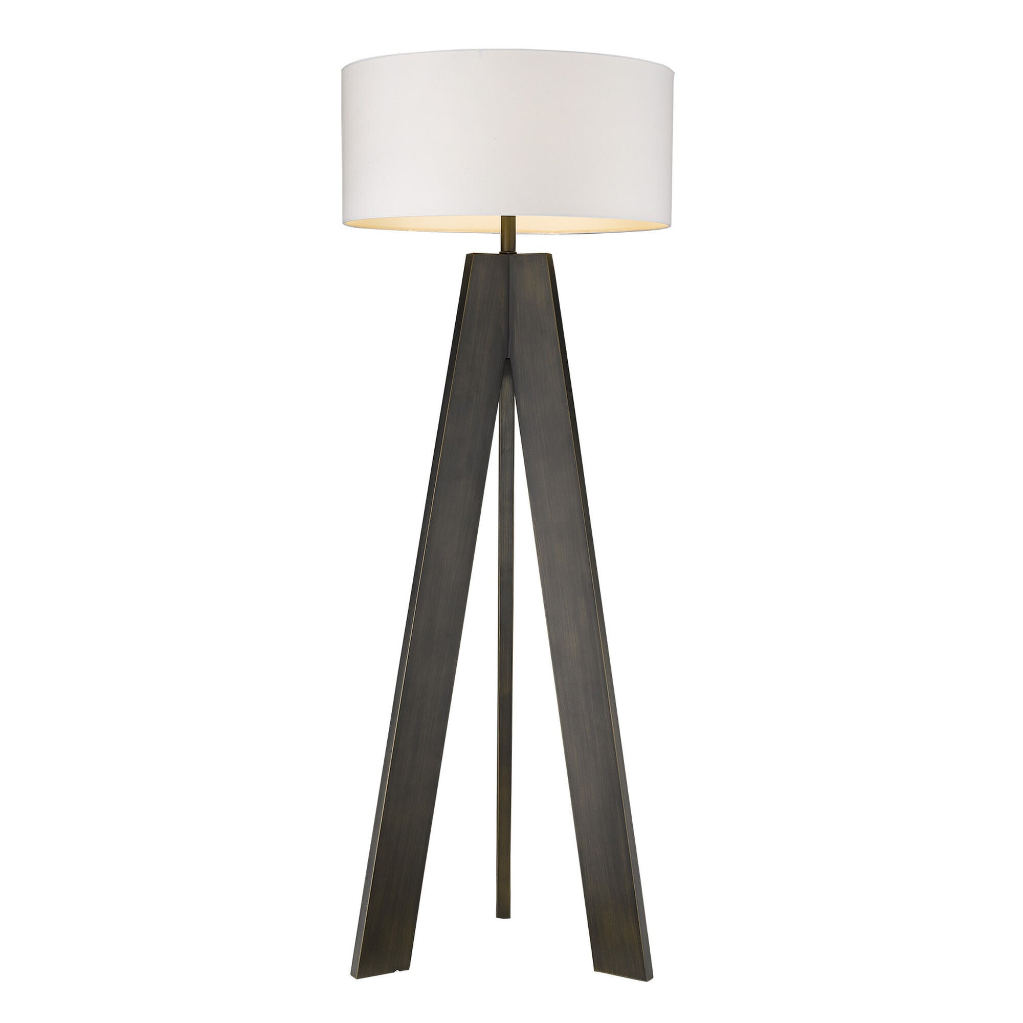 Shown in Oil-Rubbed Bronze finish and White glass and White Hardback Fabric Drum shade