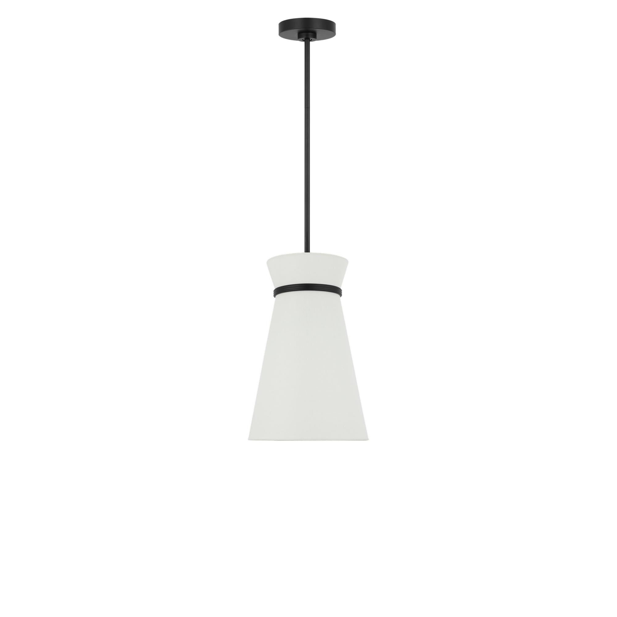 Shown in Midnight Black finish and White Linen shade