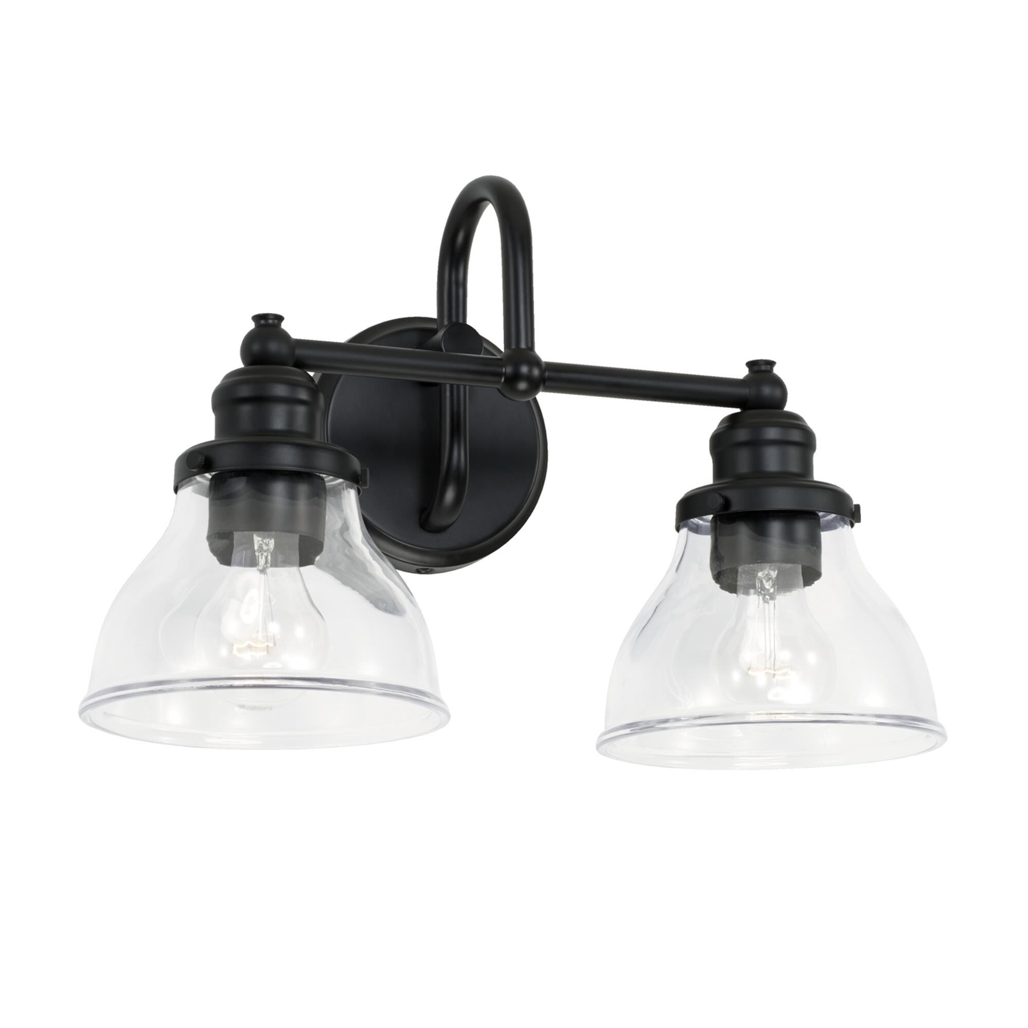 Shown in Matte Black finish and Clear glass