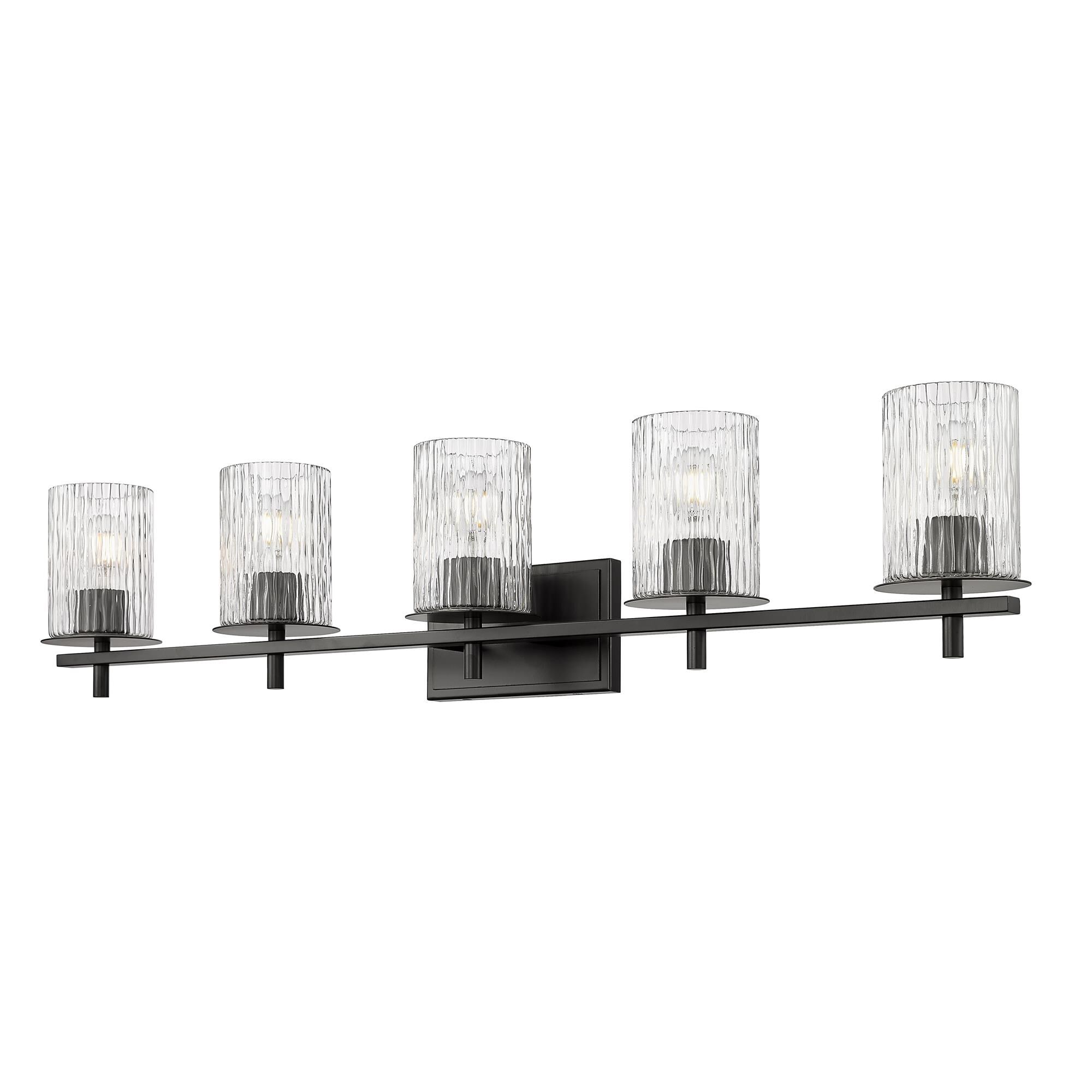 Shown in Matte Black finish and Clear + Etched Opal glass and Clear + Etched Opal shade