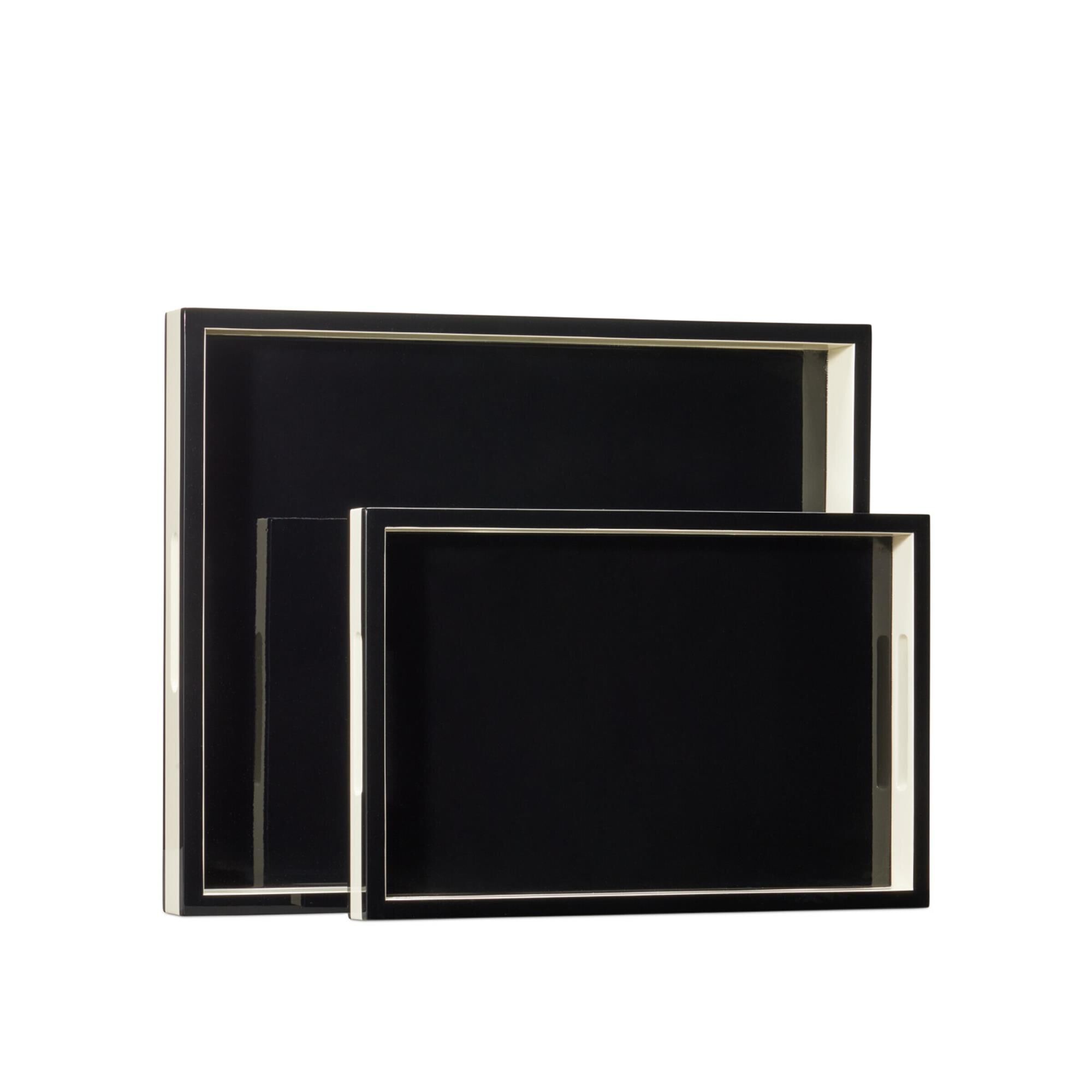 Ivory Lacquer Tray Set of 2,