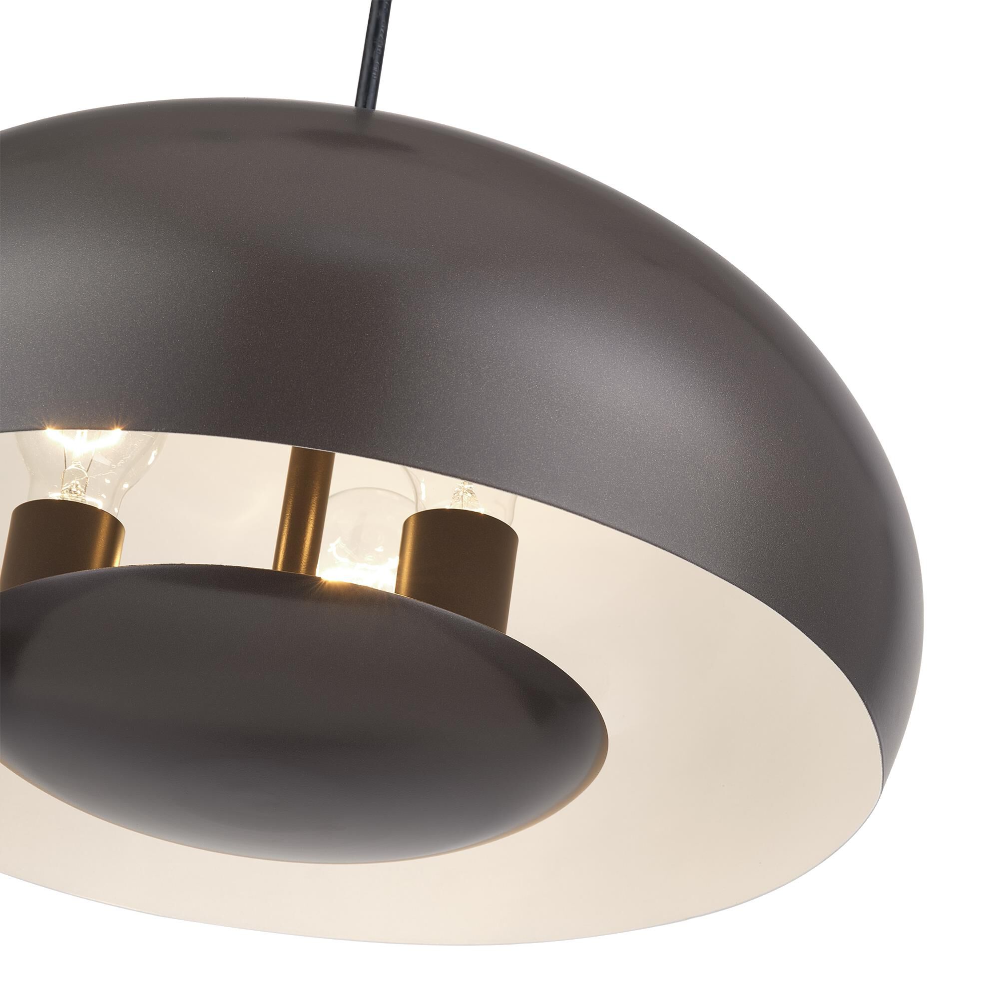 Shown in English Bronze with Antique Brass Accents finish and English Bronze Steel with Shiny White Inside shade