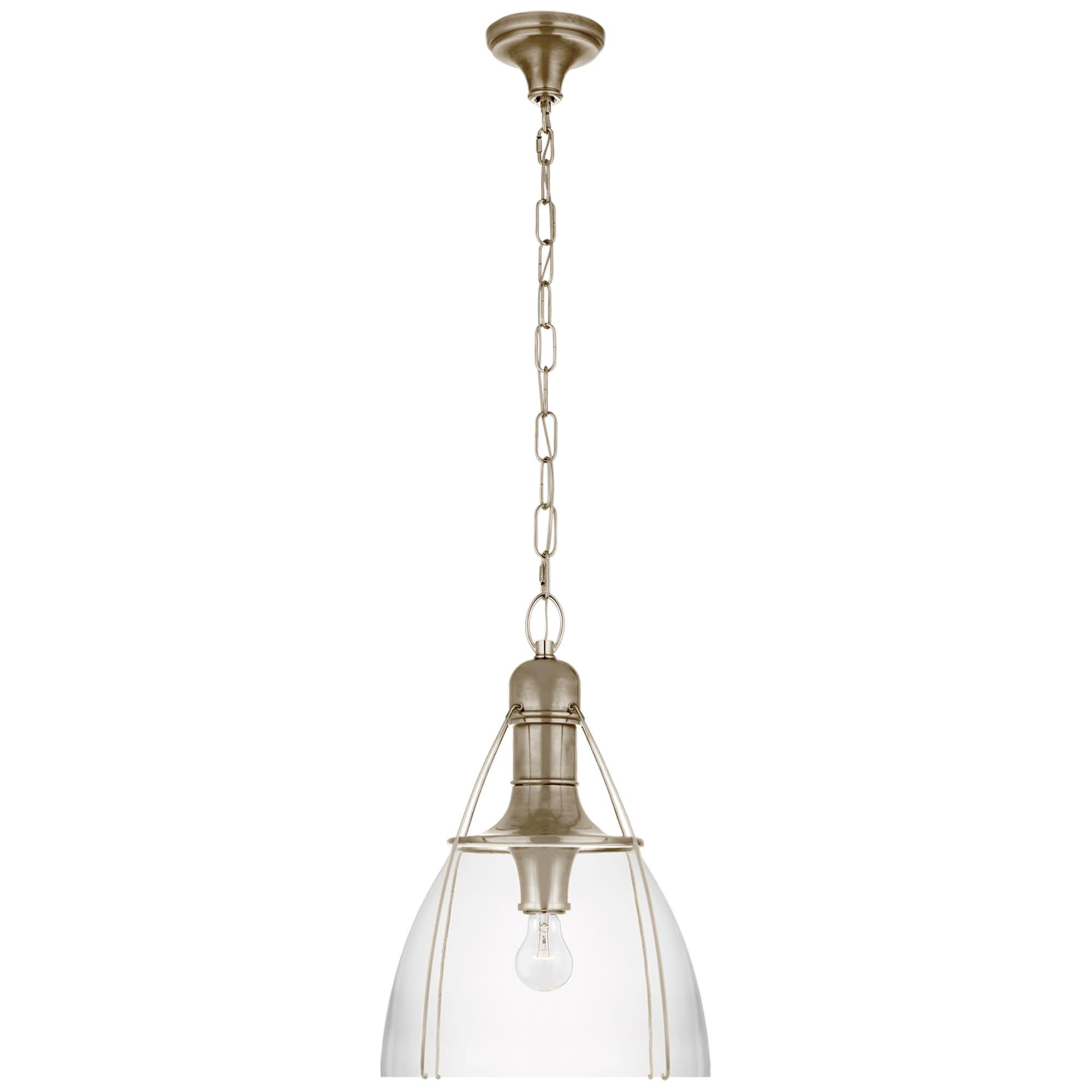 Shown in Antique Nickel finish and Clear glass and Clear Glass shade