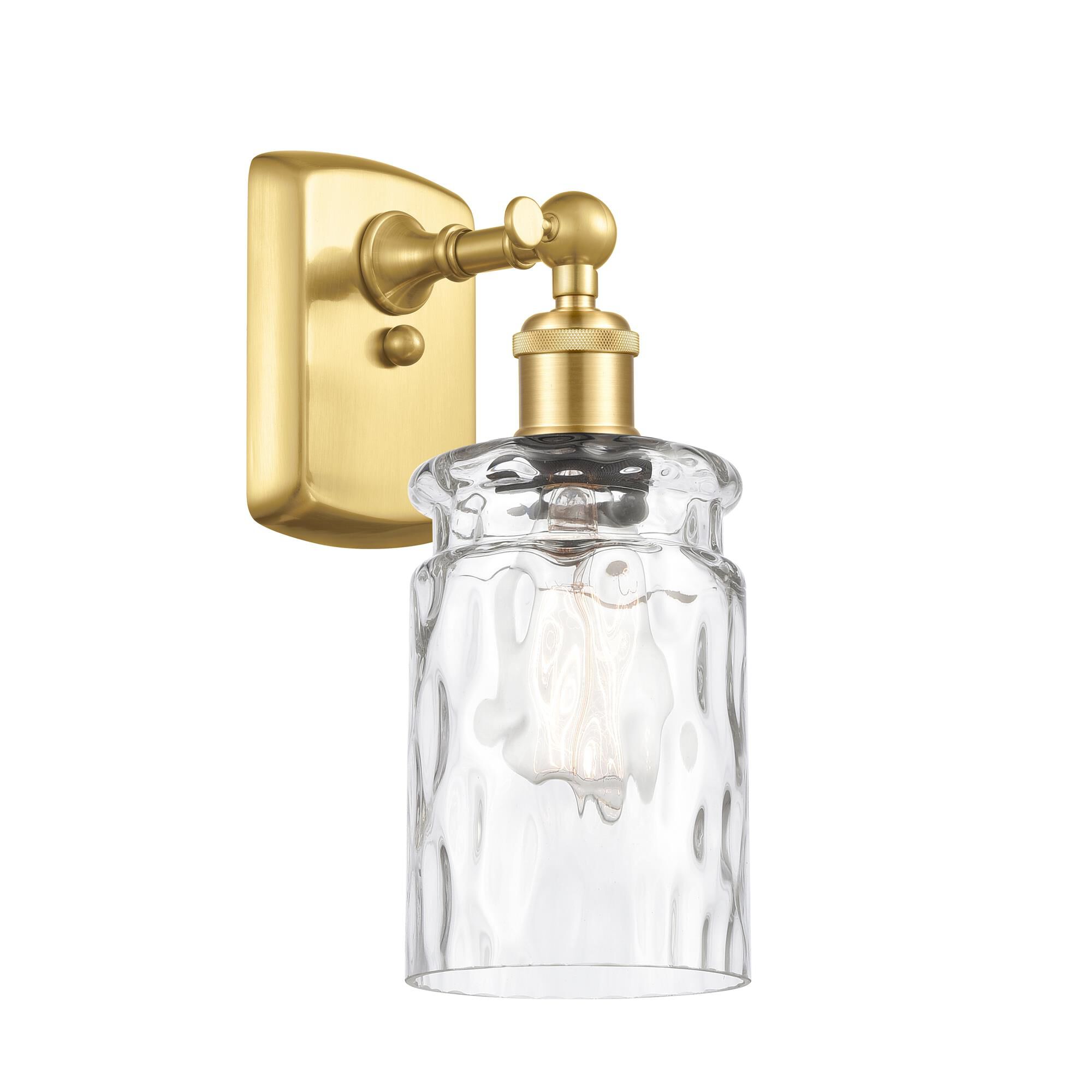 Shown in Satin Gold finish and Clear WaterCandor glass and Polished Chrome accent