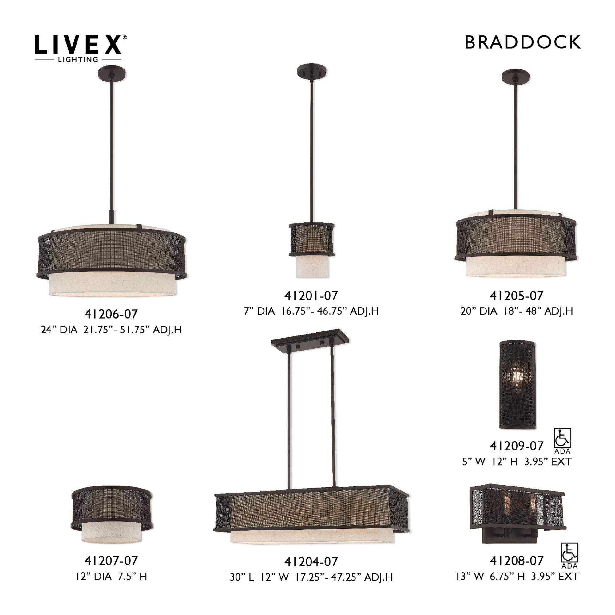 Braddock 13 Inch Wall Sconce by Livex Lighting