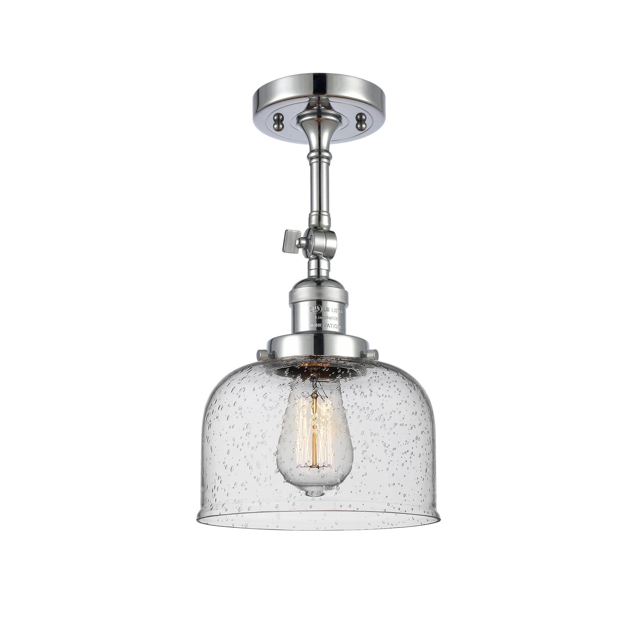 Shown in Polished Chrome finish and Seedy glass and None accent