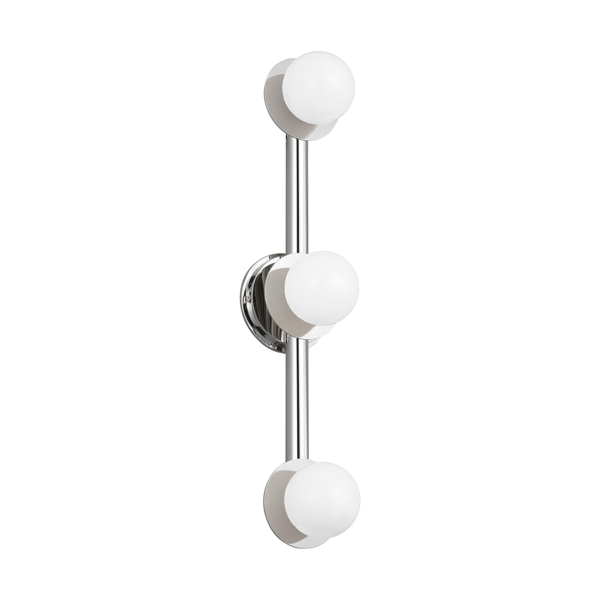 Shown in Polished Nickel finish and Milk glass