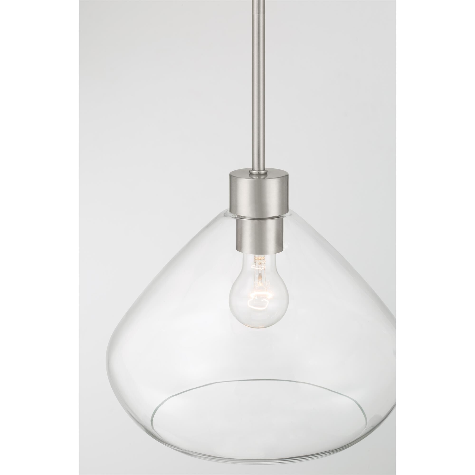 Shown in Brushed Nickel finish and Clear glass