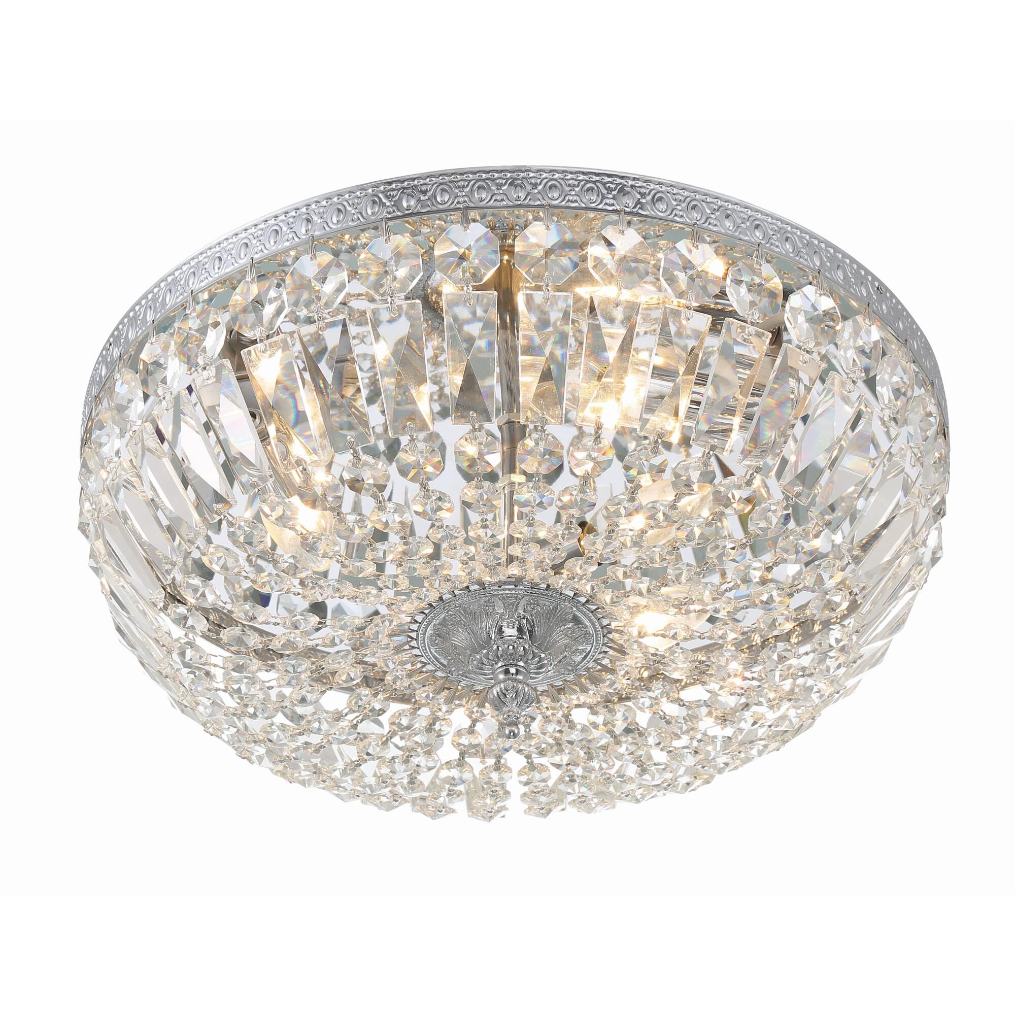 Shown in Polished Chrome finish and Hand Cut Crystal crystal and Lead Crystal glass