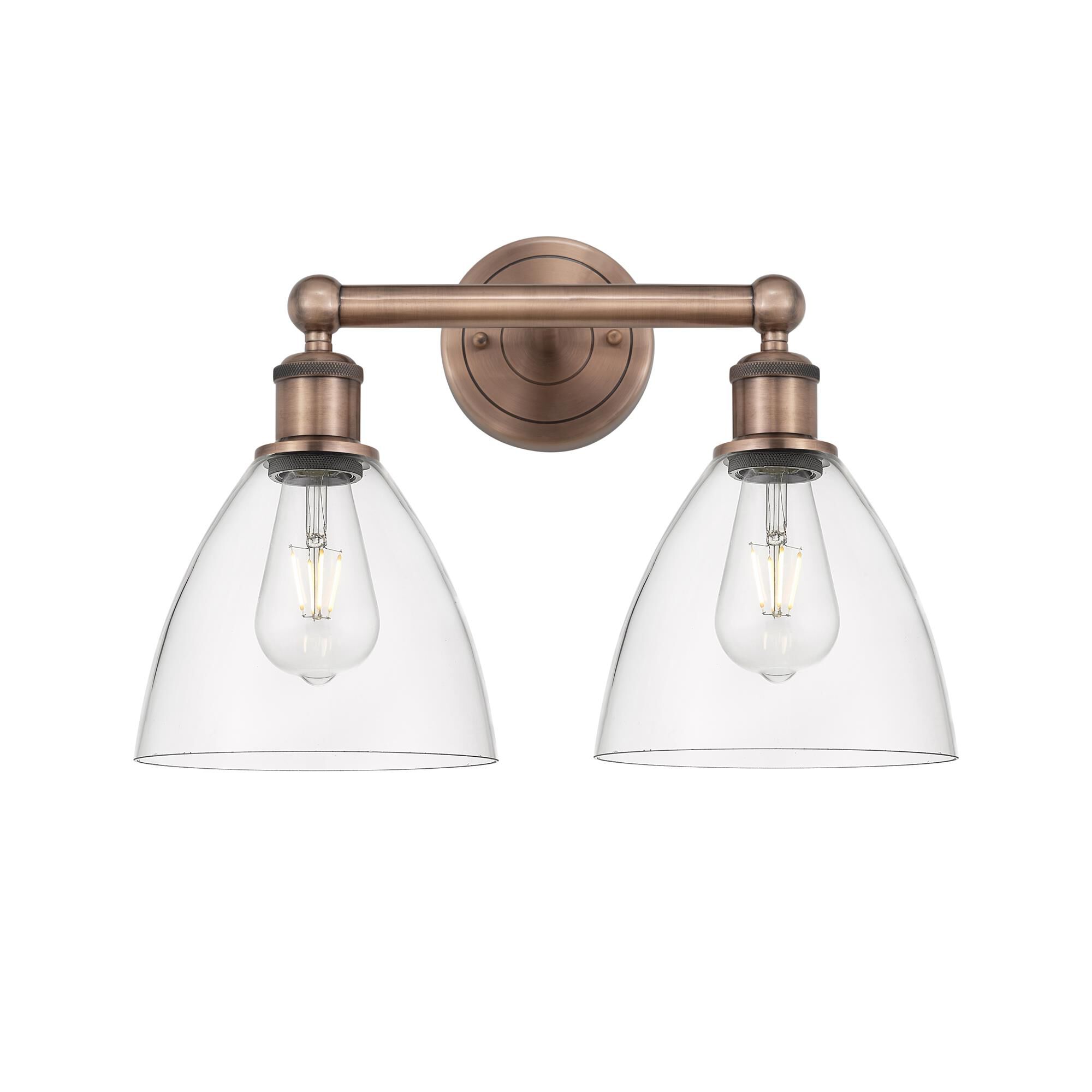 Shown in Antique Copper finish and Clear glass