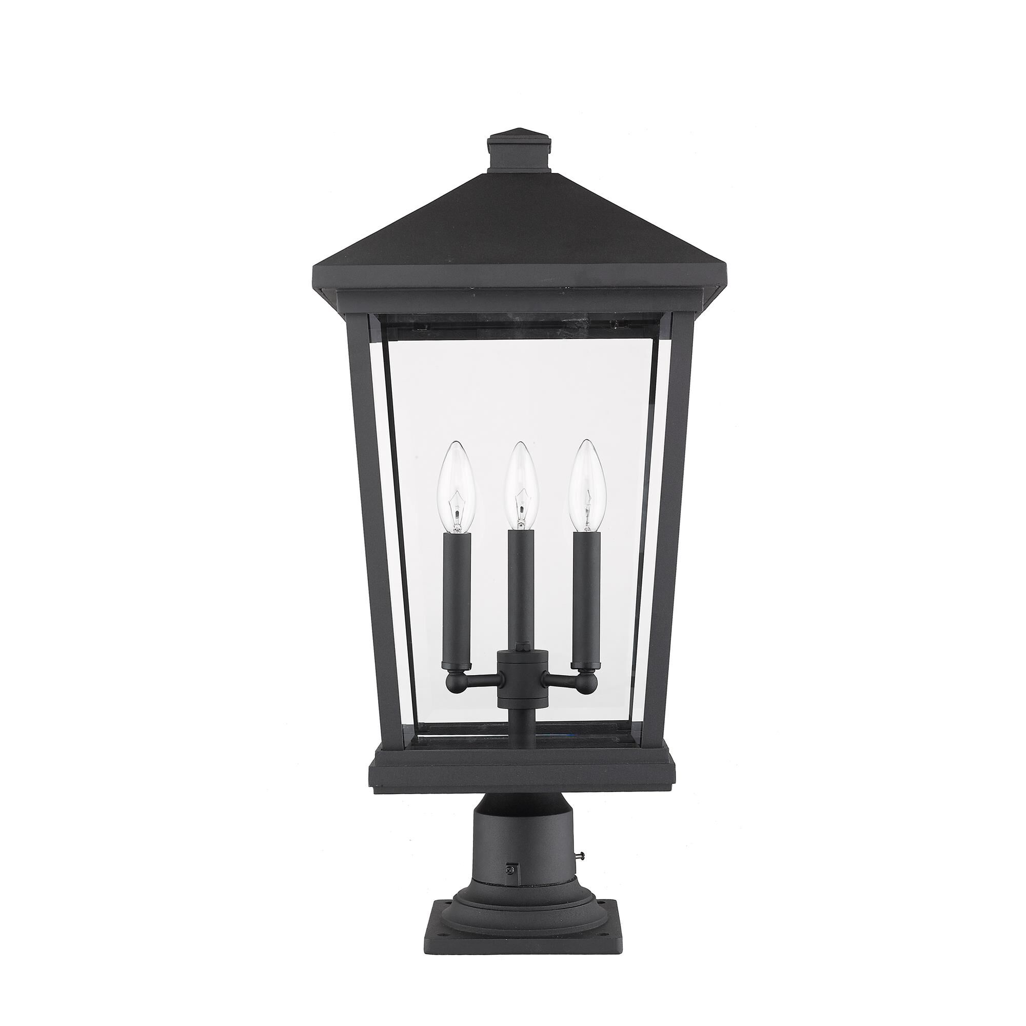 Shown in Black finish and Glass shade