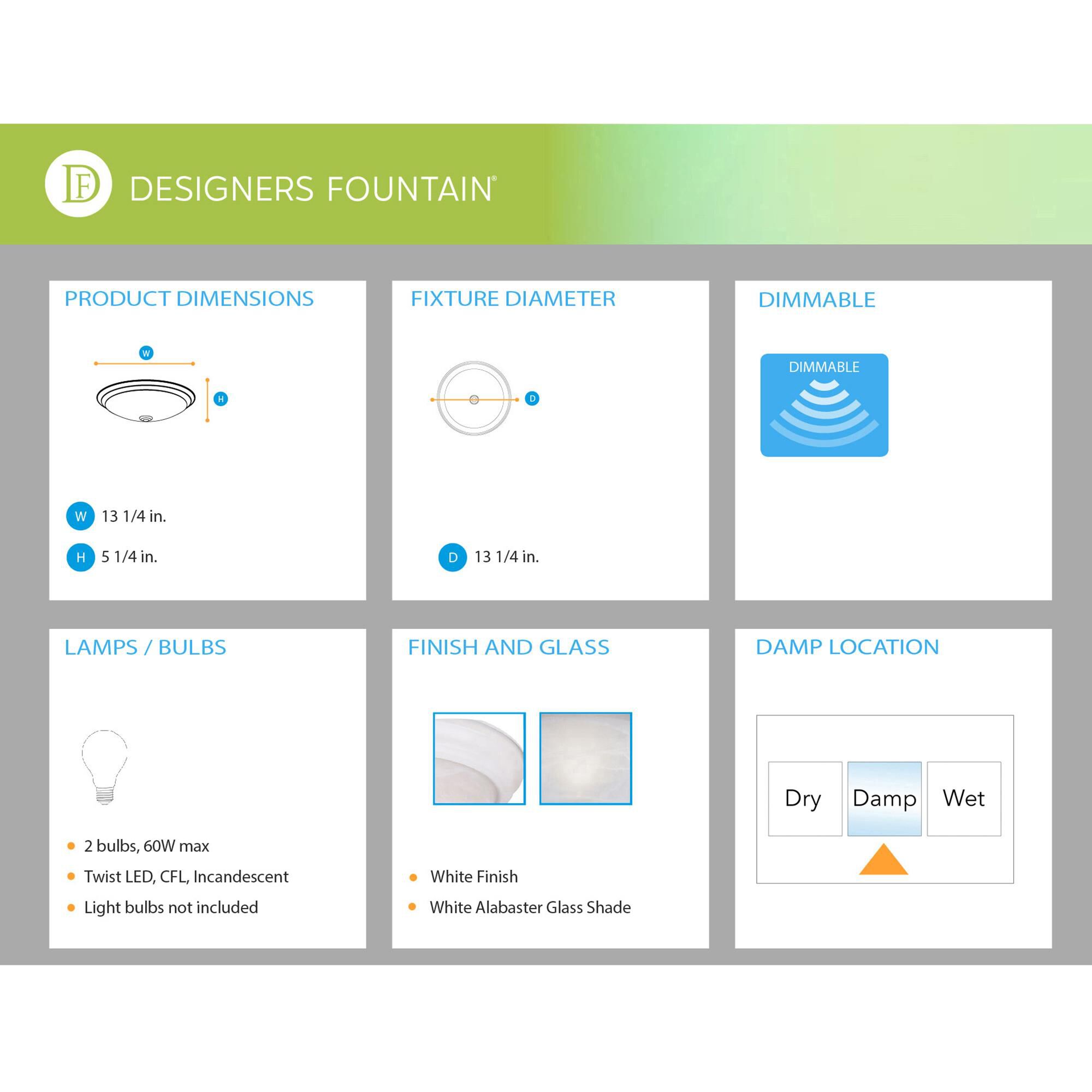 Shown in White finish and White Alabaster glass