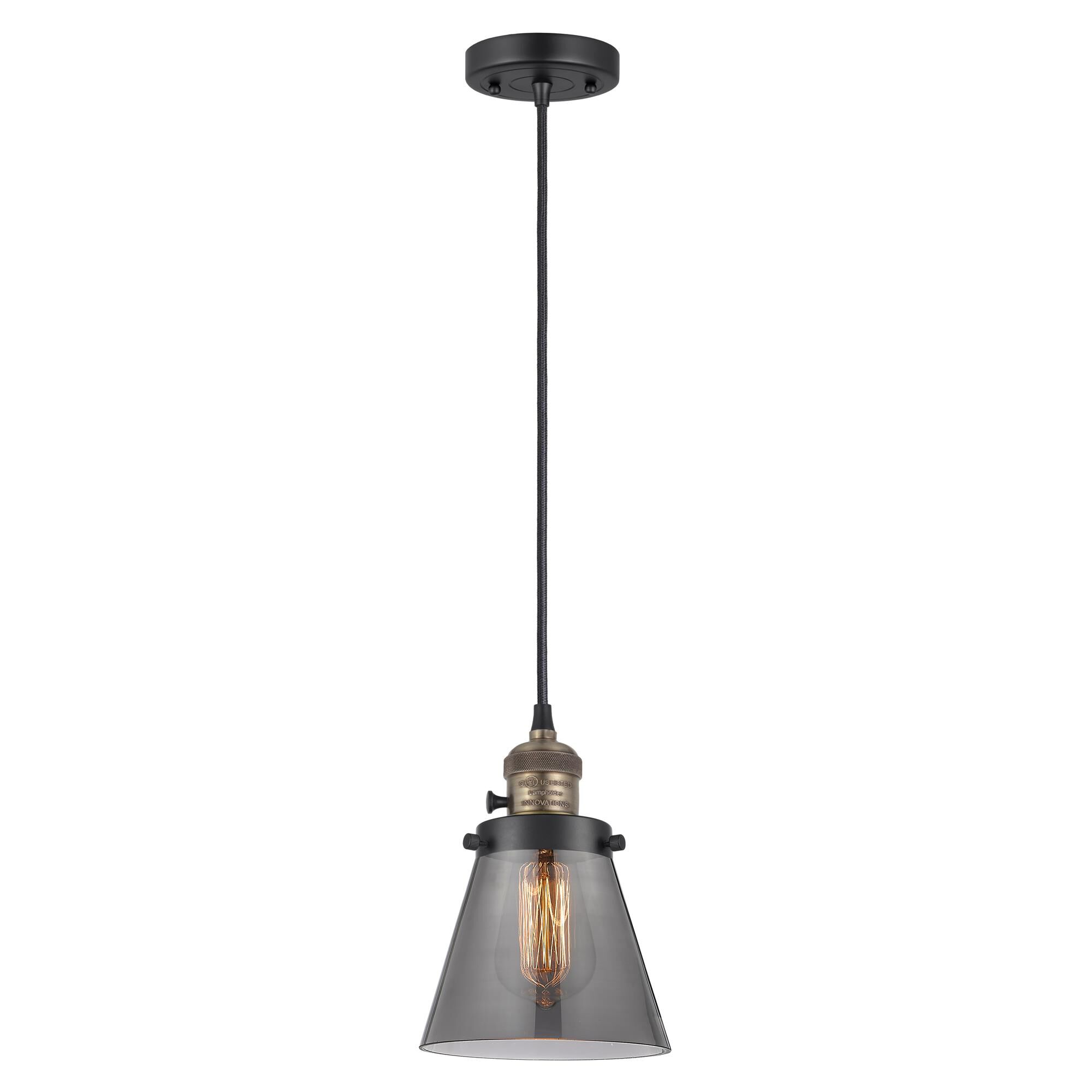 Shown in Black Antique Brass finish and Plated Smoke glass