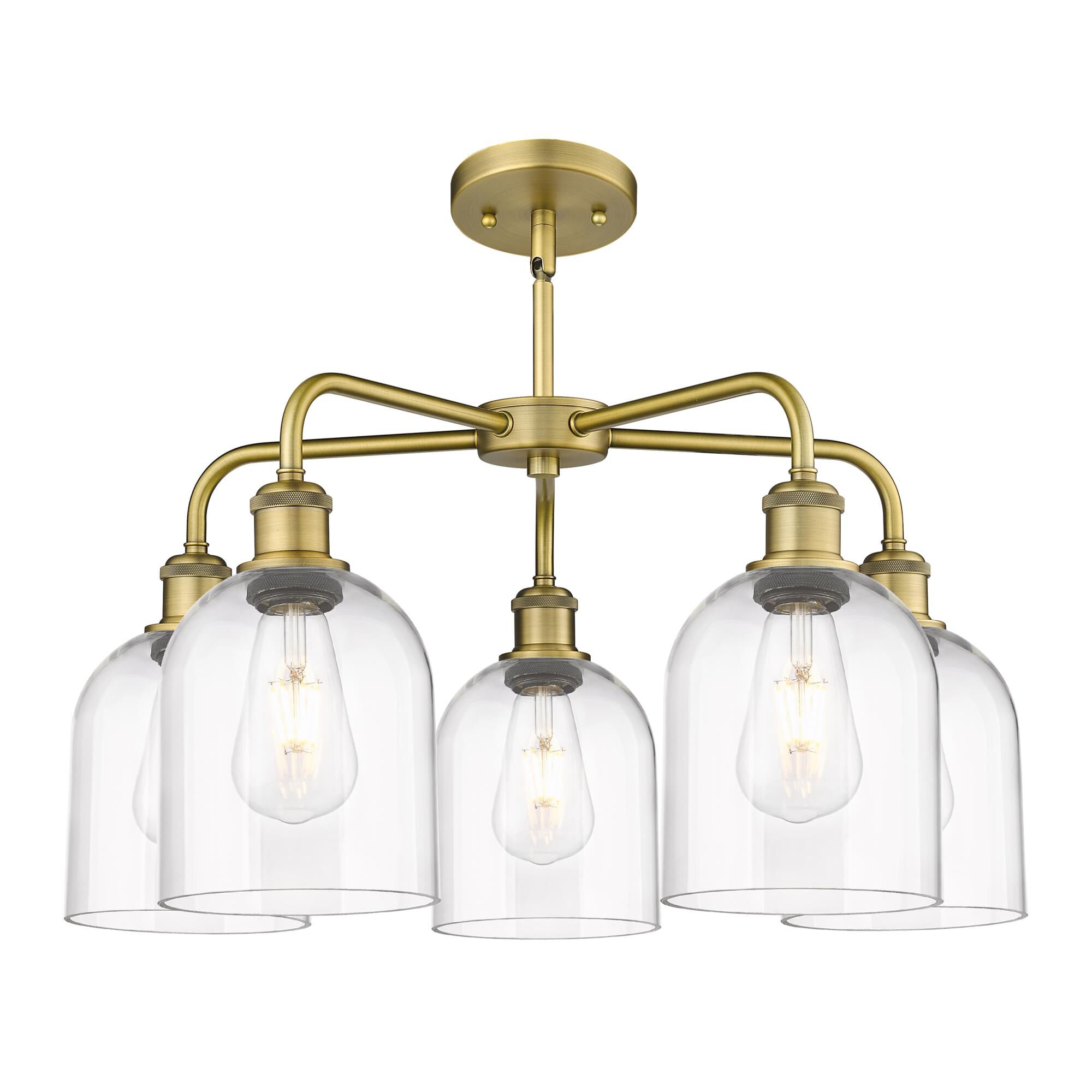 Shown in Brushed Brass finish and Clear glass