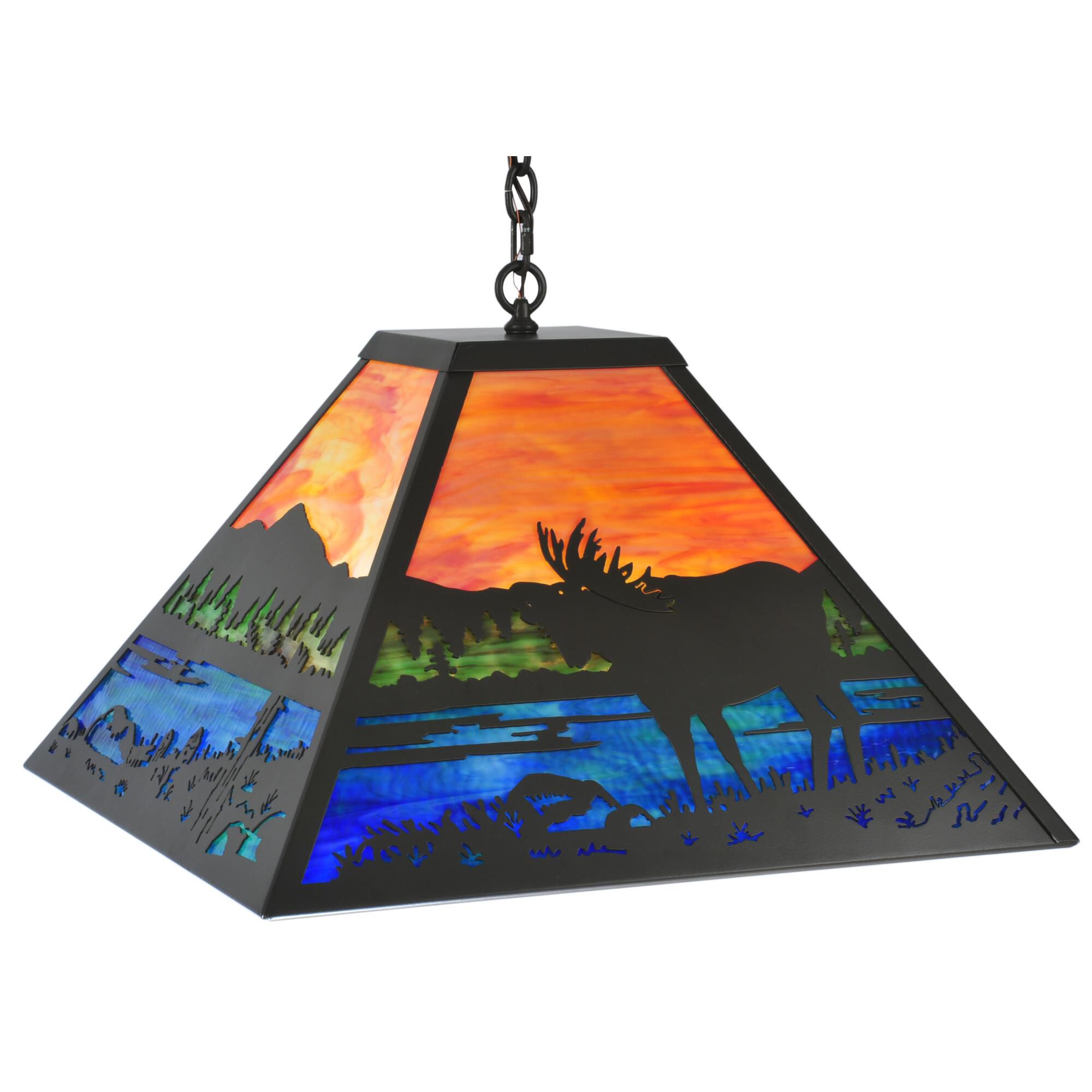 Moose At Lake 34 Inch Large Pendant by Meyda Lighting