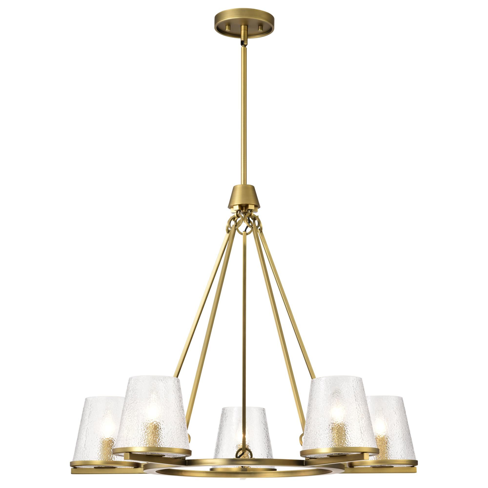 Shown in Vintage Brass finish and Hammered glass