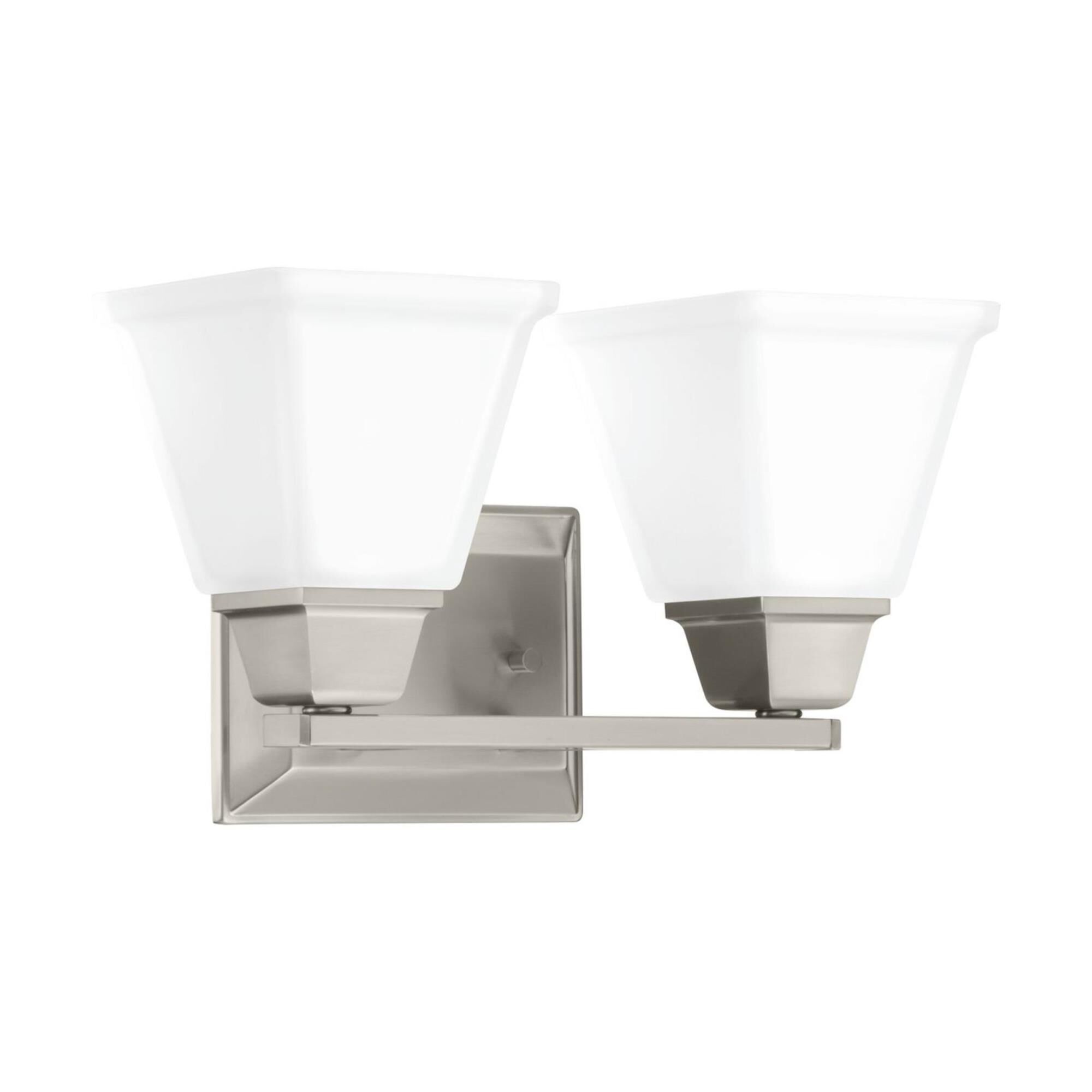 Shown in Brushed Nickel finish and Etched glass