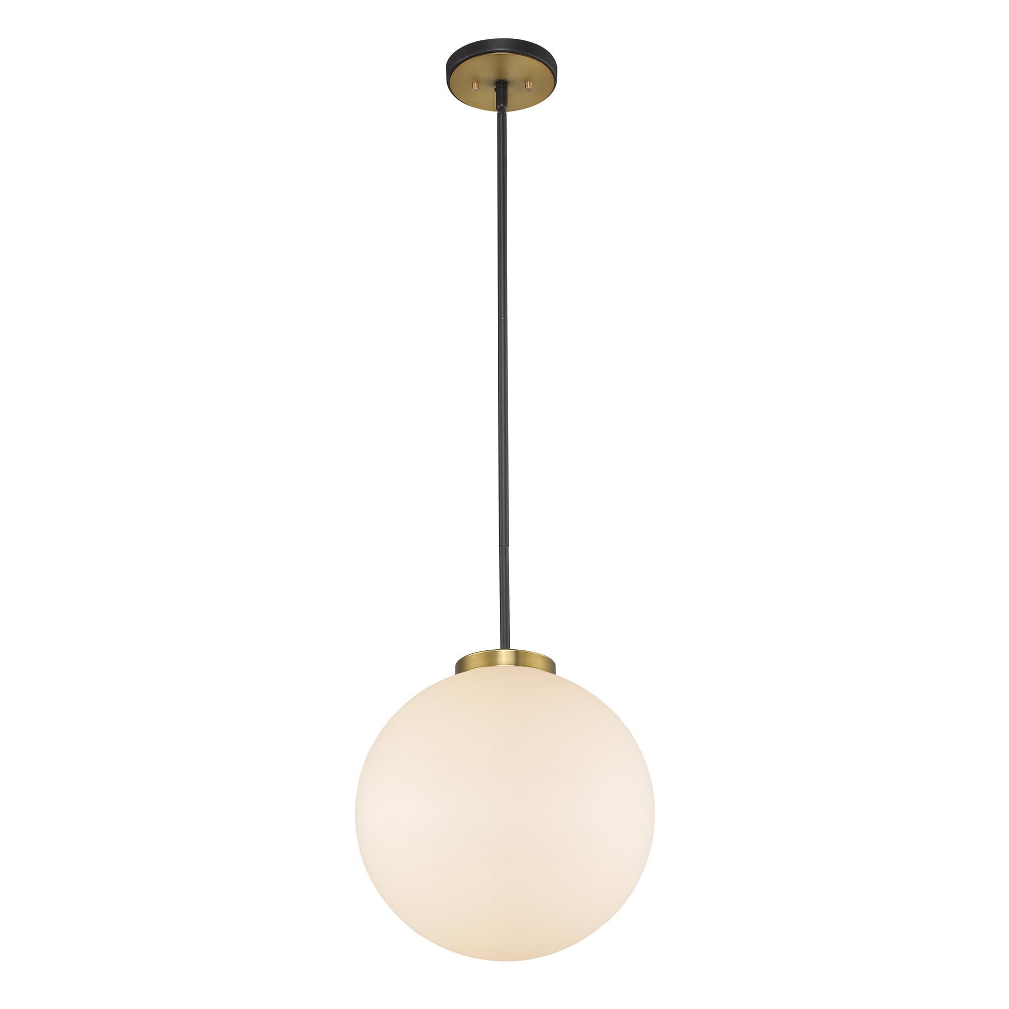 Shown in Matte Black + Olde Brass finish and Glass shade
