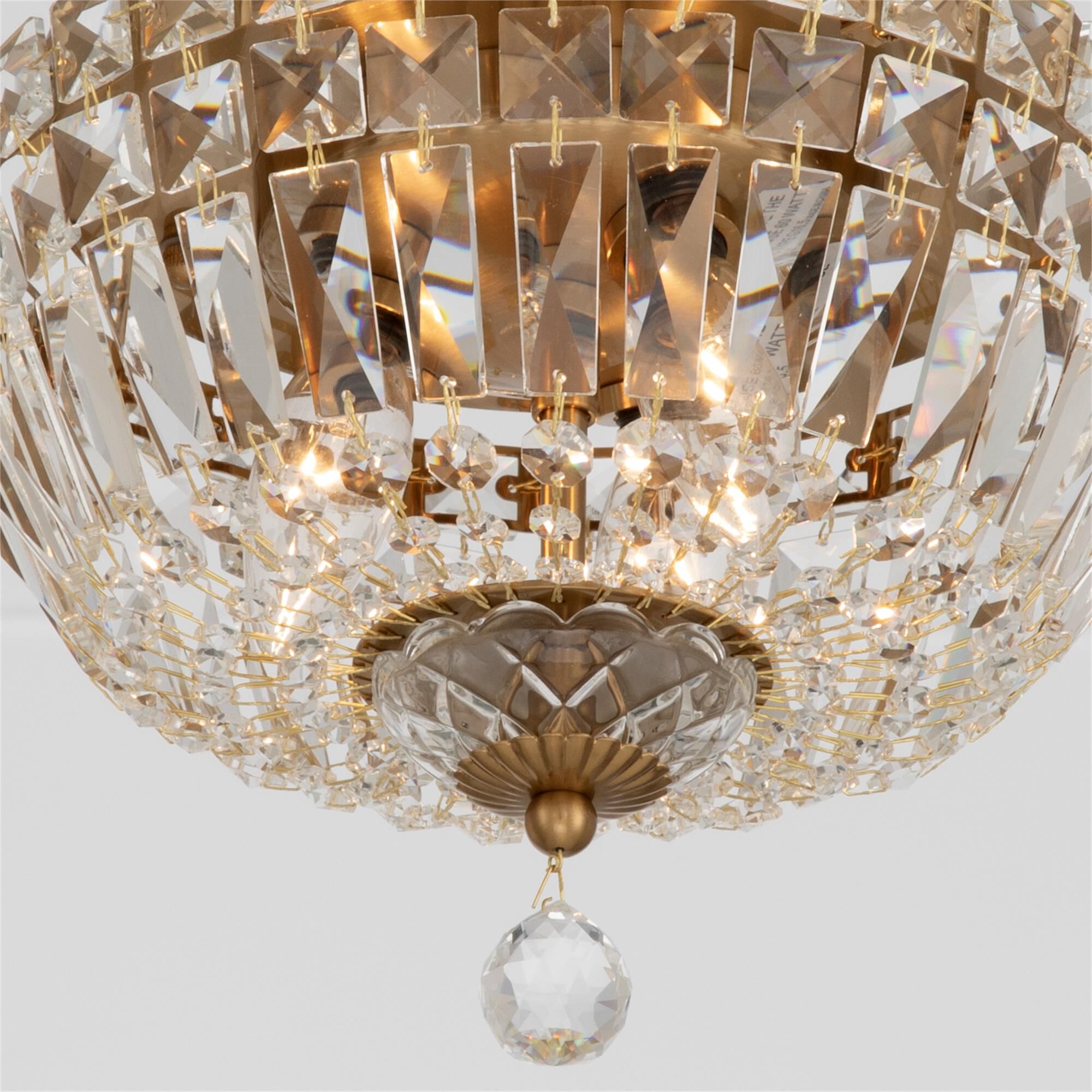 Shown in Aged Brass finish and Hand Cut crystal